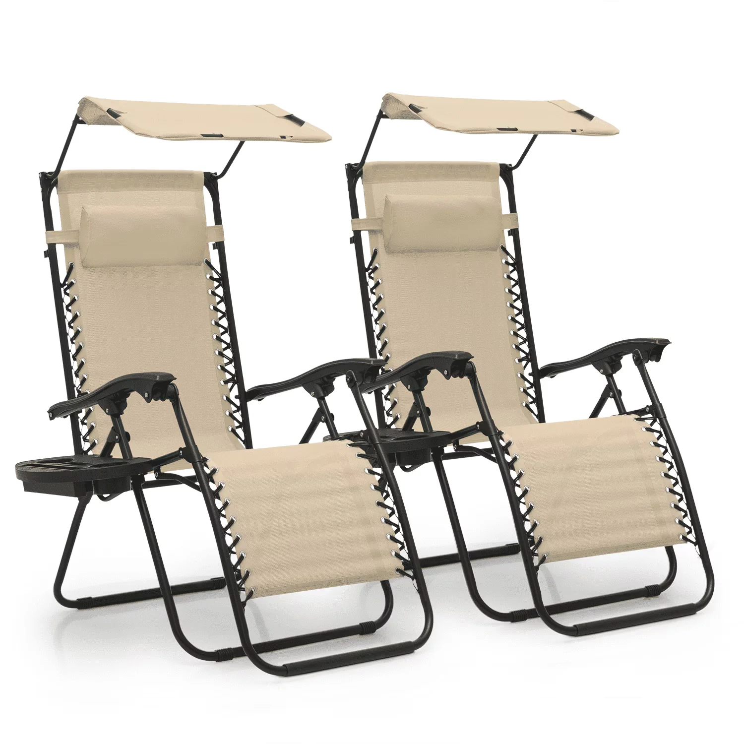 MoNiBloom Zero Gravity Reclining Chairs Set Of 2 With Canopy Shade And Headrest, Black - 330 lbs - Image 5 MoNiBloom Zero Gravity Reclining Chairs Set Of 2 With Canopy Shade And Headrest, Black - 330 lbs - Image 5