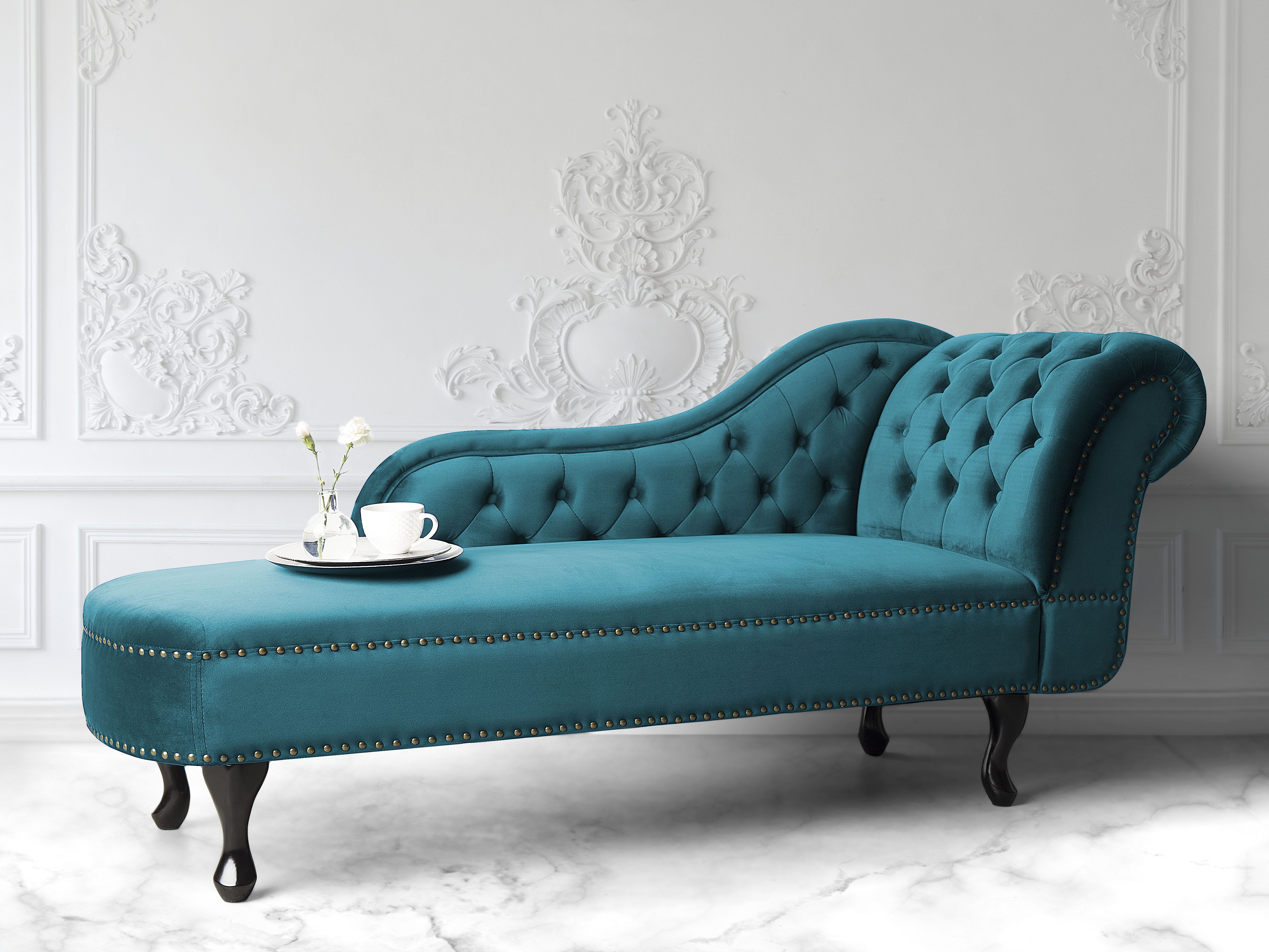 Right-Hand Chaise Lounge NIMES Velvet Teal