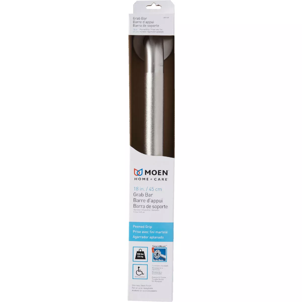Moen Home Care 18 In. Concealed Screw Grab Bar, Peened