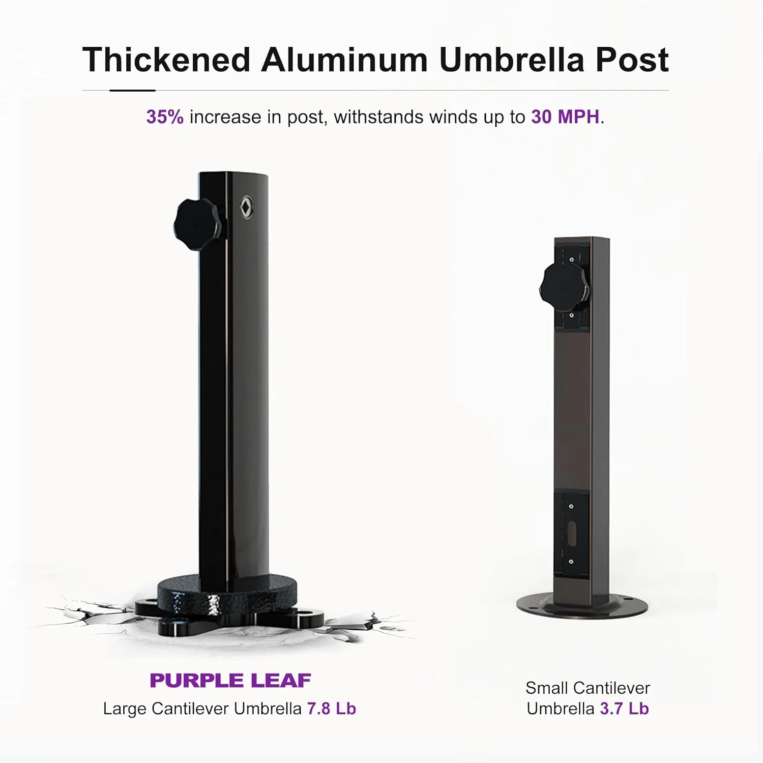 PURPLE LEAF Cantilever Patio Umbrella, 10FT Square, Grey - 360 Degree Rotation - Image 4 PURPLE LEAF Cantilever Patio Umbrella, 10FT Square, Grey - 360 Degree Rotation - Image 4
