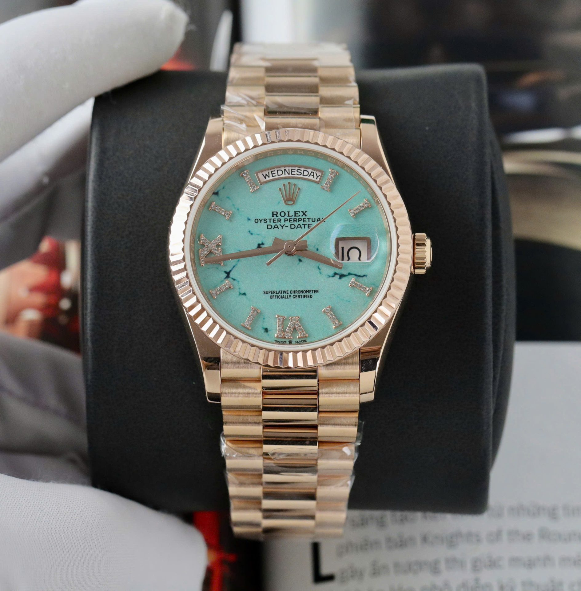 Rolex Best Replica Watch Day-Date 128238 Dial Turquoise Gold Wrapped 36mm - Elite Watch Atelier