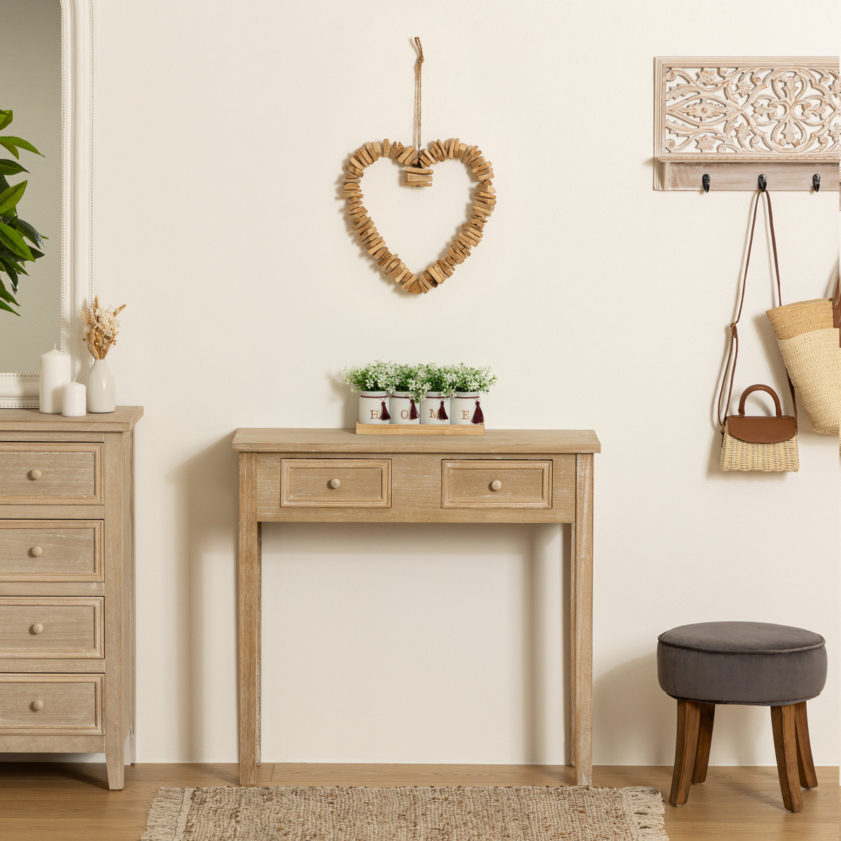 Wall decoration"Agnes" Metal and beech, H.35 cm