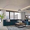 Modway Mingle 5 Piece Upholstered Fabric Sectional Sofa Set in White
