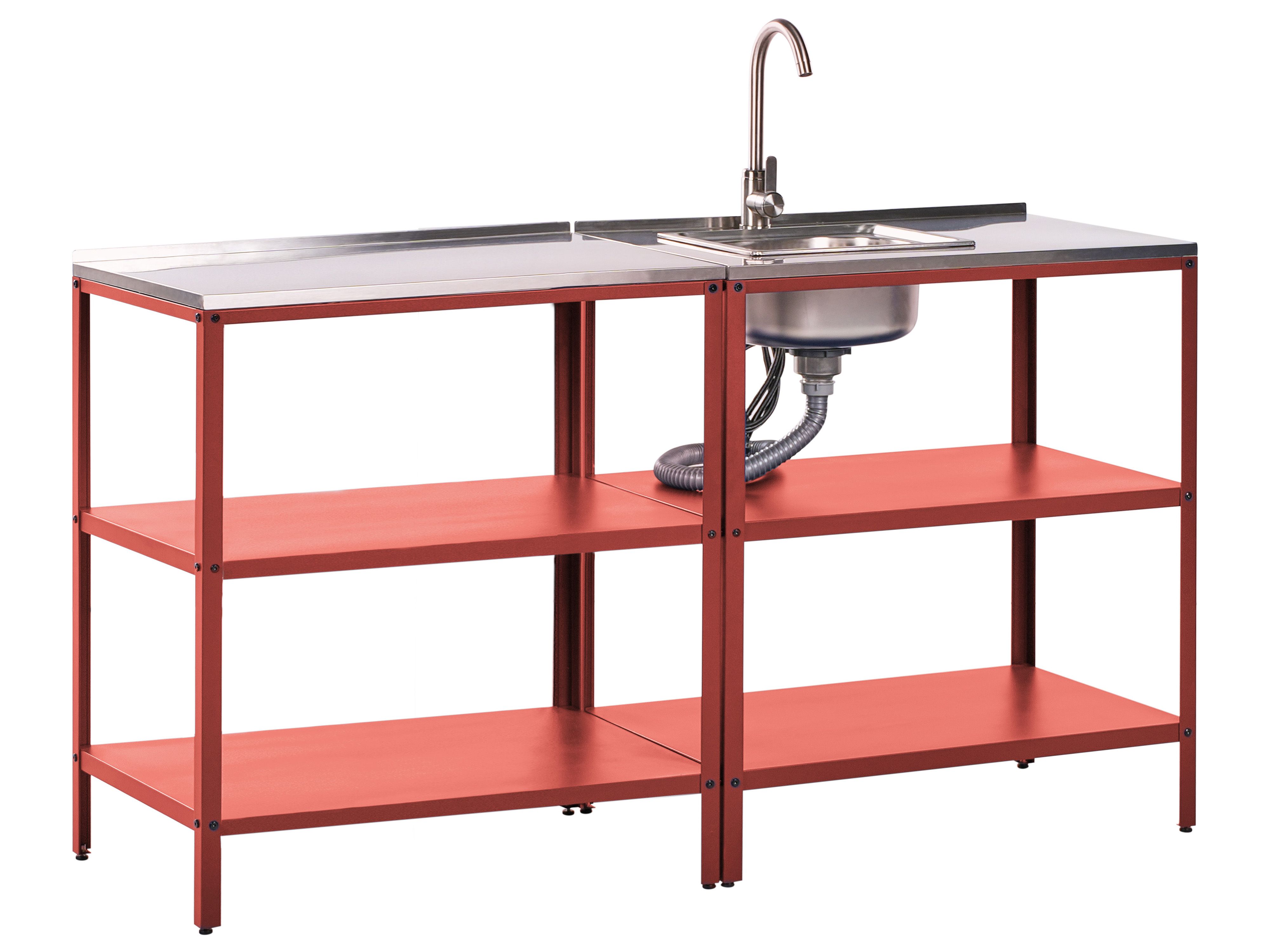 2 Piece Outdoor Kitchen Set with Sink VILAMA Metal Red