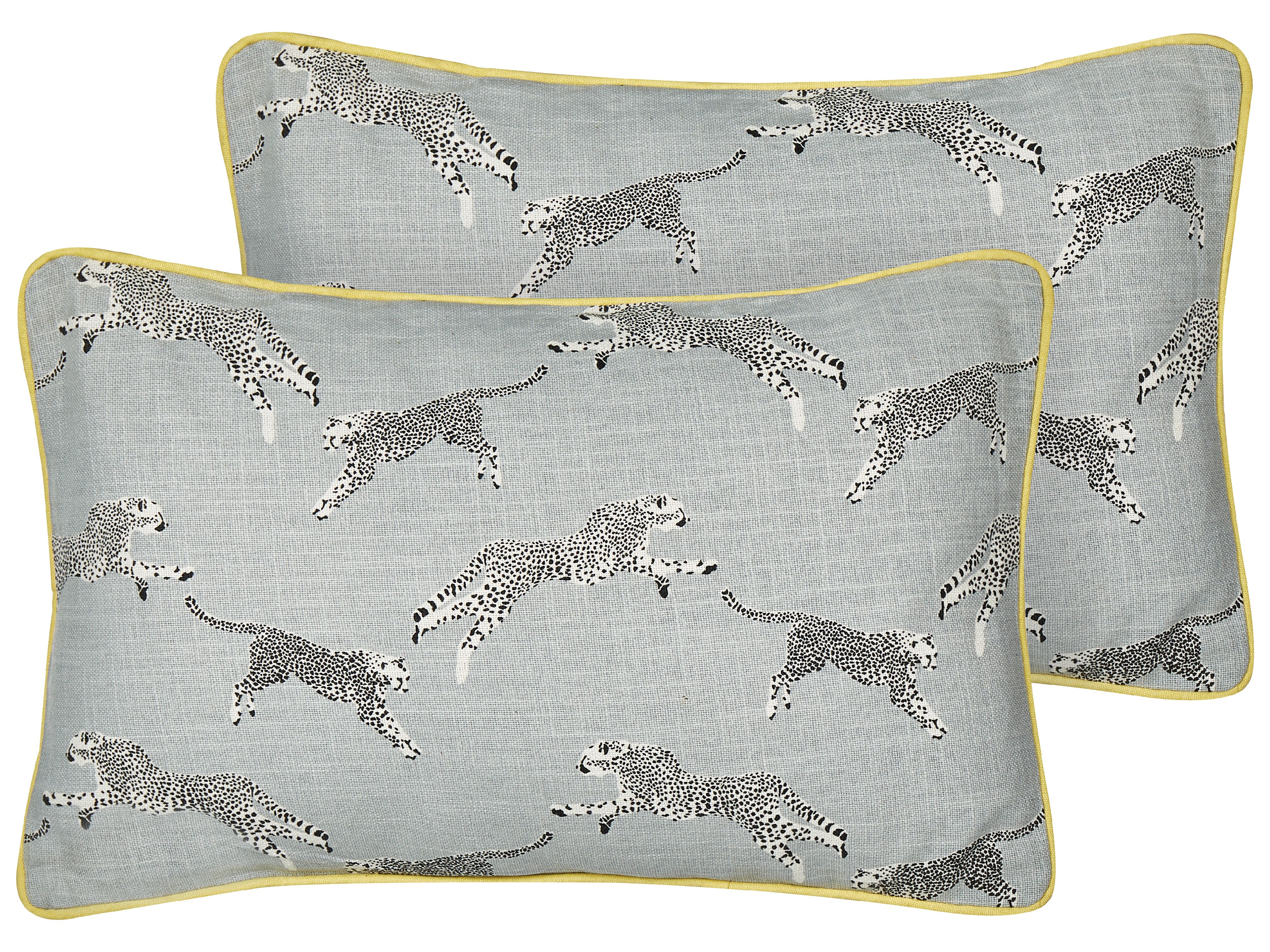 Set of 2 Decorative Cushions ARALES Cotton 30 x 50 cm Light Grey Animal Pattern