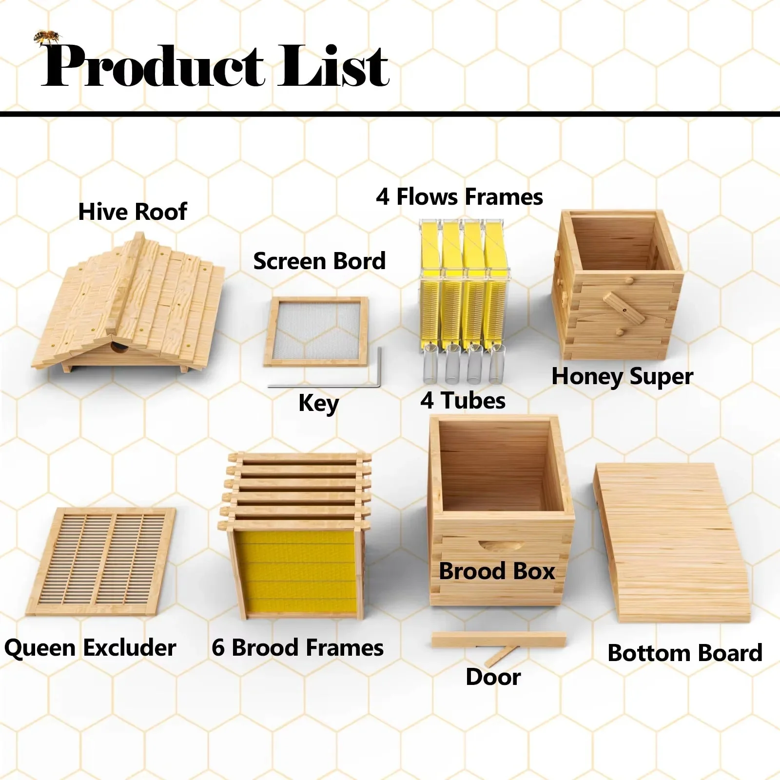 AUSHIVE Wax-Coated Cedarwood Beehive Kit With 4 Beehive Frames And 6 Brood Frames - Beige - Image 7 AUSHIVE Wax-Coated Cedarwood Beehive Kit With 4 Beehive Frames And 6 Brood Frames - Beige - Image 7