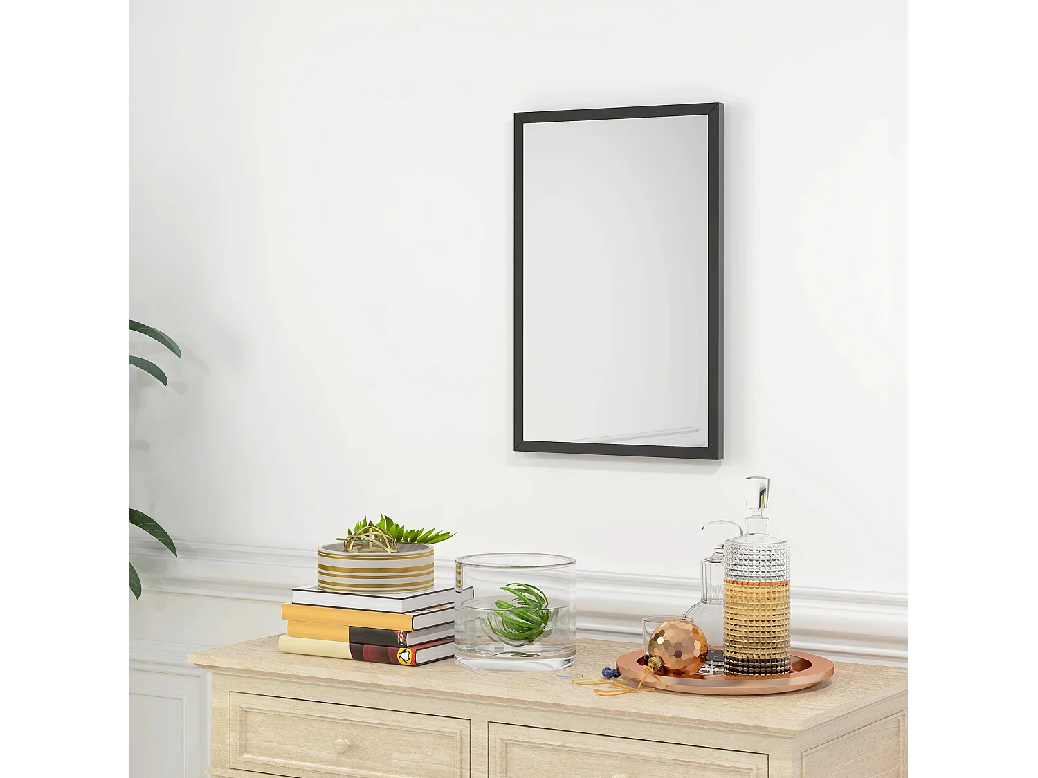 Miroir mural rectangulaire dim. 40L x 60H cm cadre bois noir