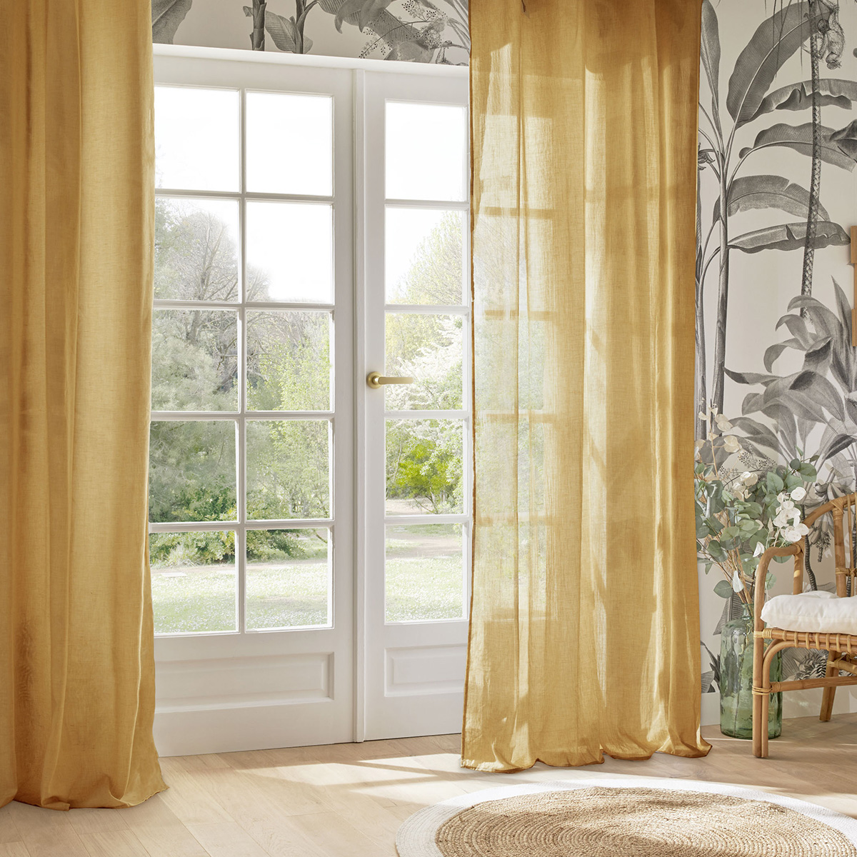 Sheer Curtain "Paxta" Cumin yellow, 135x240 cm