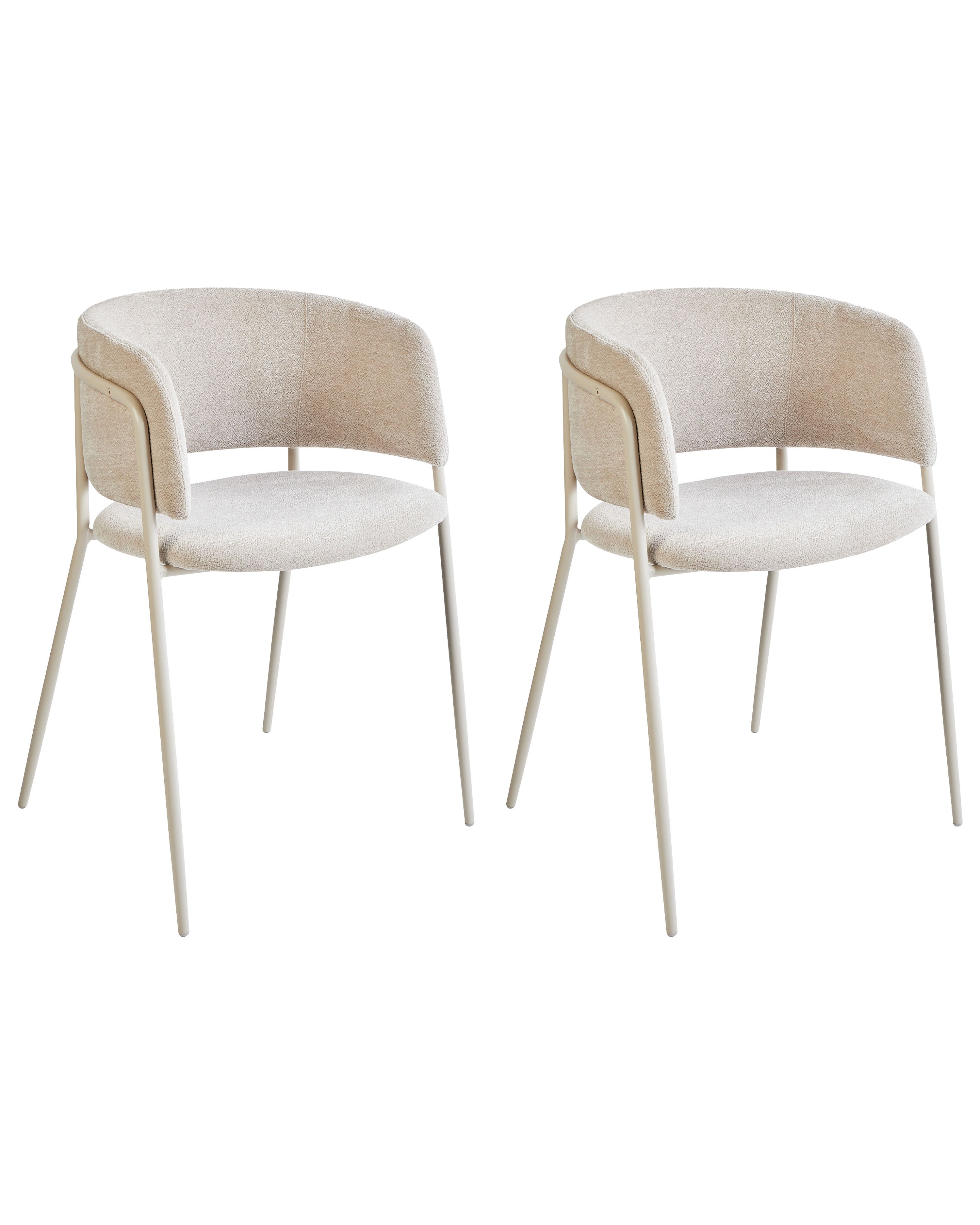 Set of 2 Dining Chairs SPRINGER Chenille Light Beige