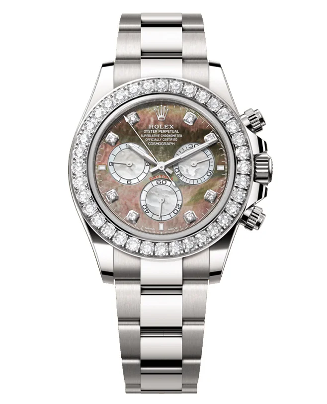 Rolex Cosmograph Daytona Oyster, 40 mm, white gold and diamondsReference 126579RBR(1:1 replica) - Elite Watch Atelier