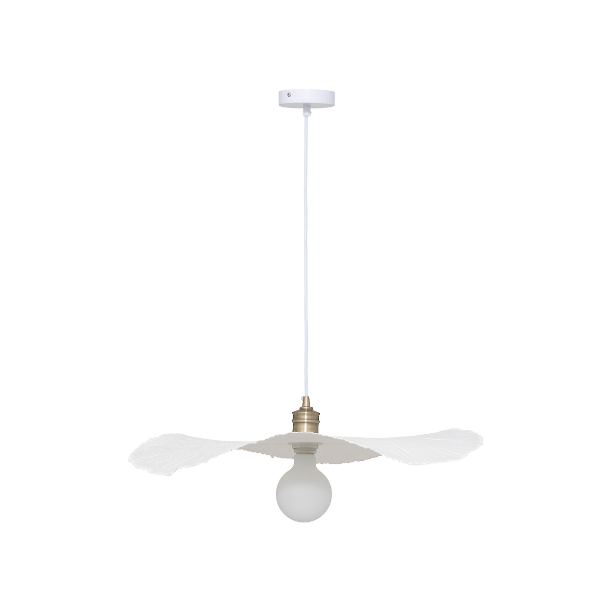 Papier-m&acirc;ch&eacute; pendant light "Tehani" White, D. 57 cm