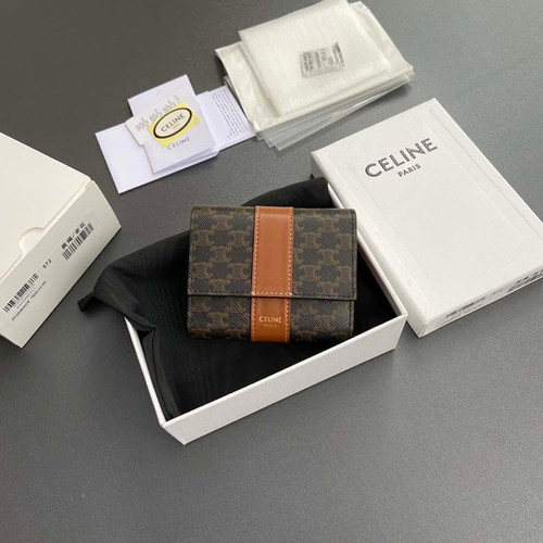 CELINE TRIOMPHE logo printed short trifold wallet
