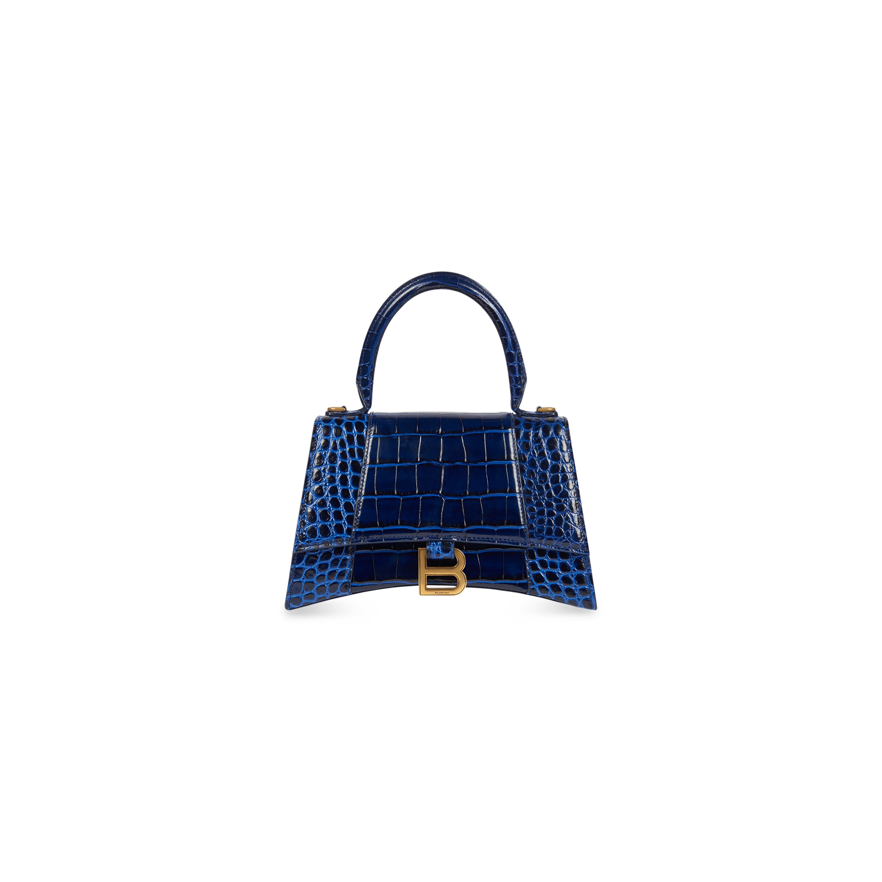 WOMEN'S HOURGLASS SMALL HANDBAG CROCODILE EMBOSSED IN NAVY - Replicaclubs