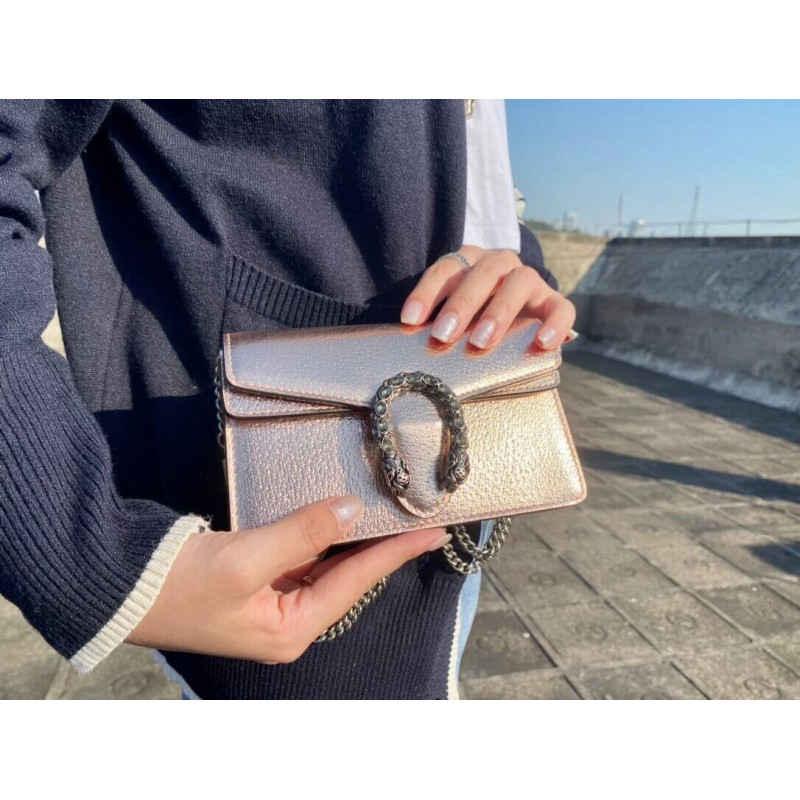 Replica Gucci Dionysus Small Shoulder Bag In Rose Gold Lame Leather 4996231:1High-quality replica