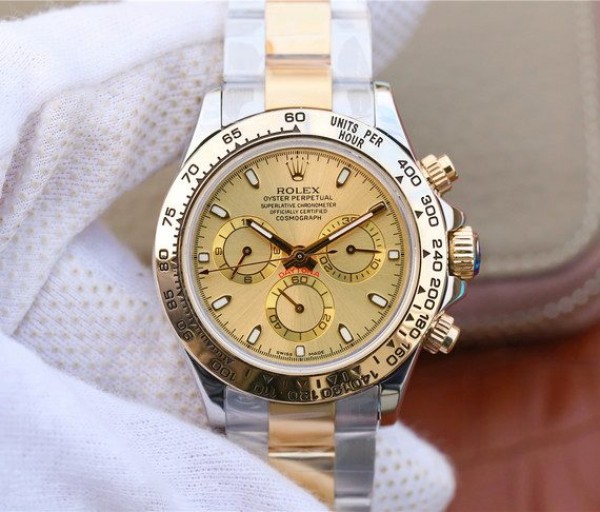 Replica Rolex Daytona 116523 Thick YG Wrapped YG Dial SS/YG Bracelet A7750 - Elite Watch Atelier