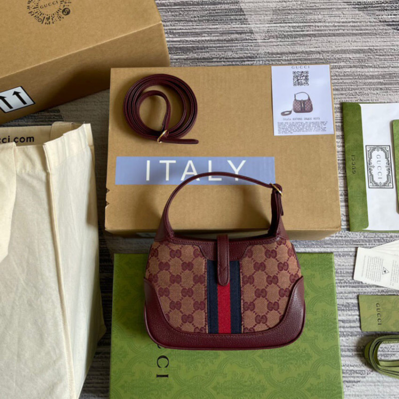 Replica Gucci Jackie 1961 Mini Shoulder Bag 637092 In Burgundy Gg Canvas1:1High-quality replica