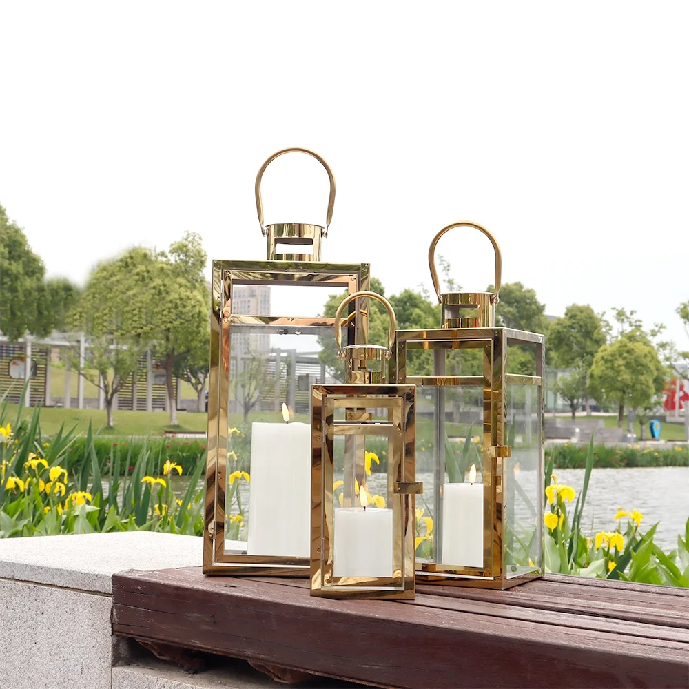 Stainless Steel Lantern Set of 3 12/15/19" Metal Lanterns with Tempered Glass for Parties & Events (Silver ) - Image 18