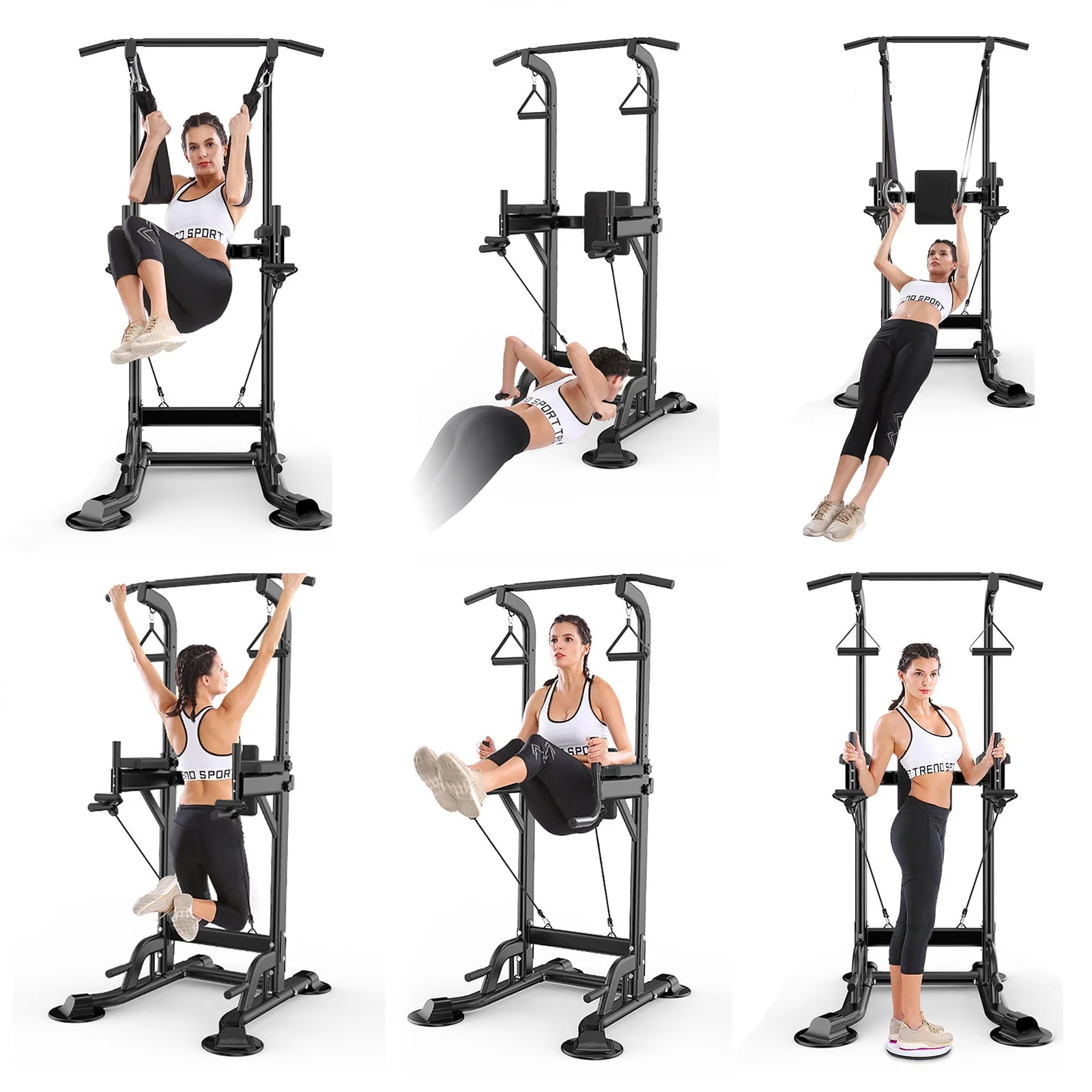 Tappio Multifunction Power Tower Dip Bar Station Pull Up Bar Stand for Home Gym, Adjustable Strength Training Fitness Equipment with Backrest,400lb Capacity - Image 6