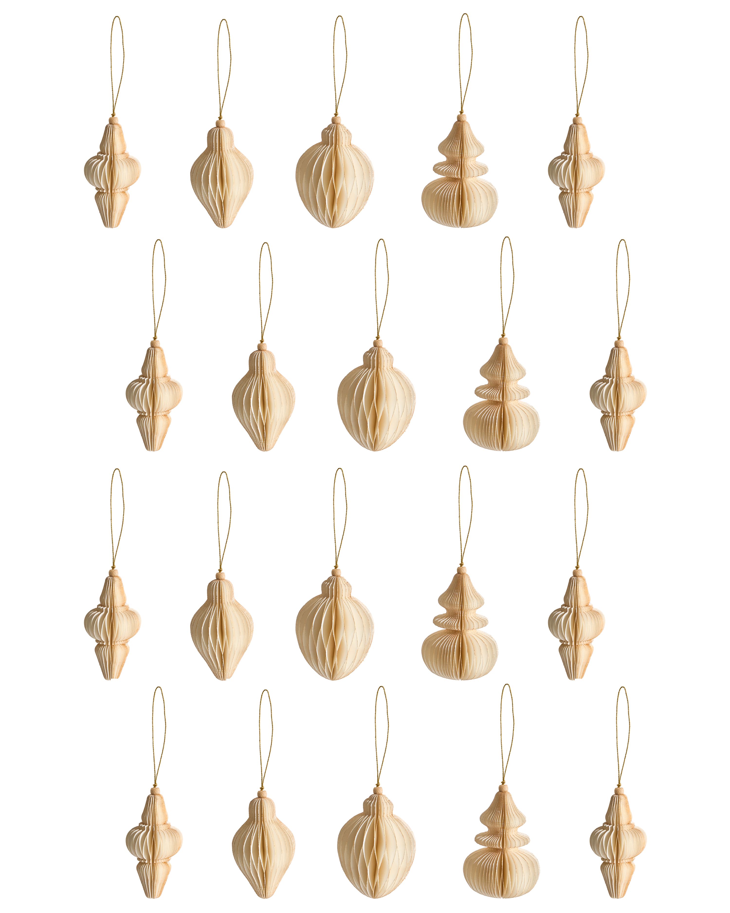 Set of 20 Christmas Tree Ornaments ALTAELVA Paper Beige