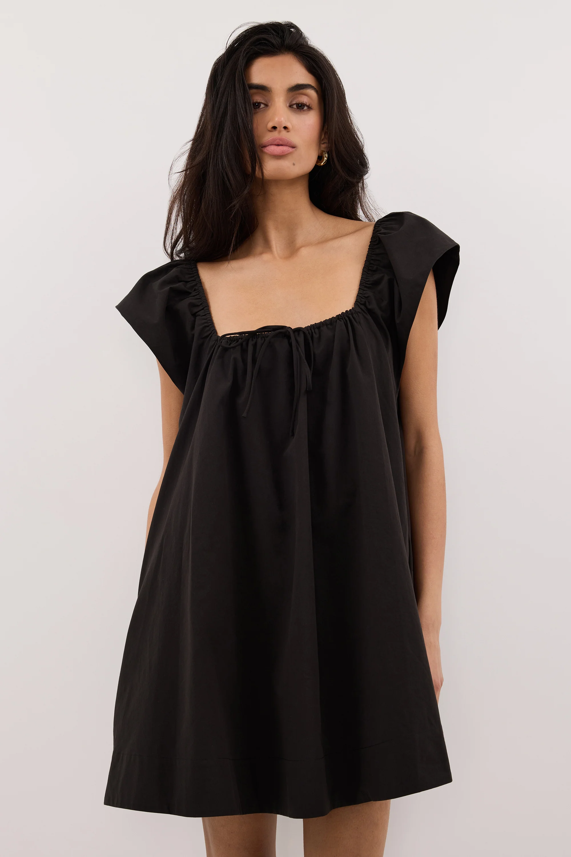KATE BLACK COTTON MINI DRESS