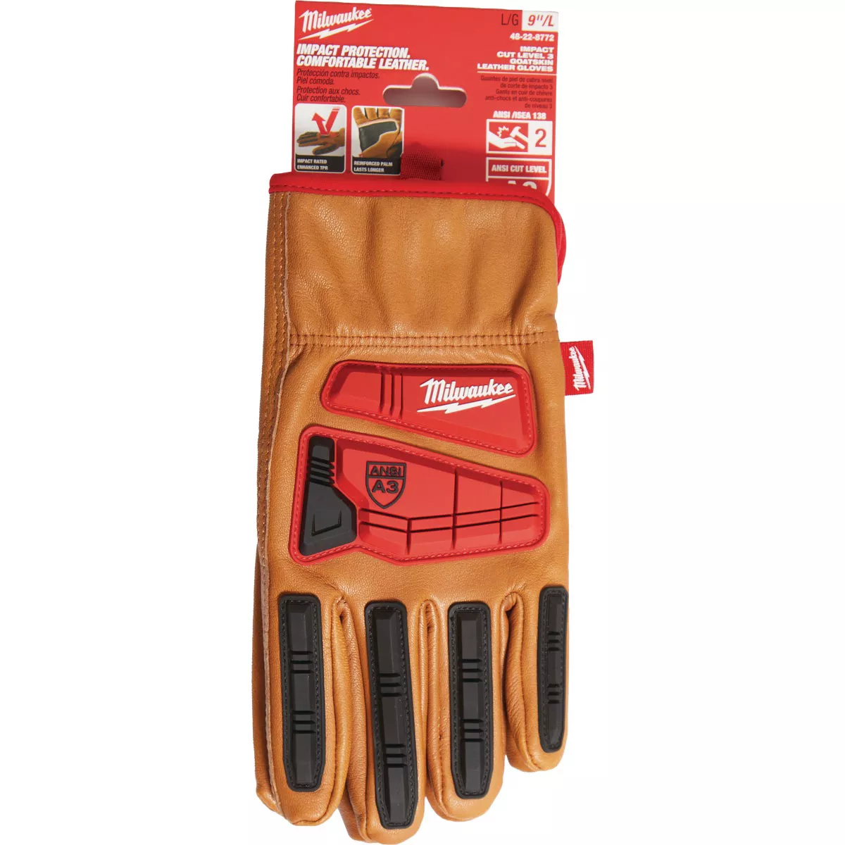 Milwaukee Impact Cut Level 3 Unisex Large Goatskin Leather Work Gloves