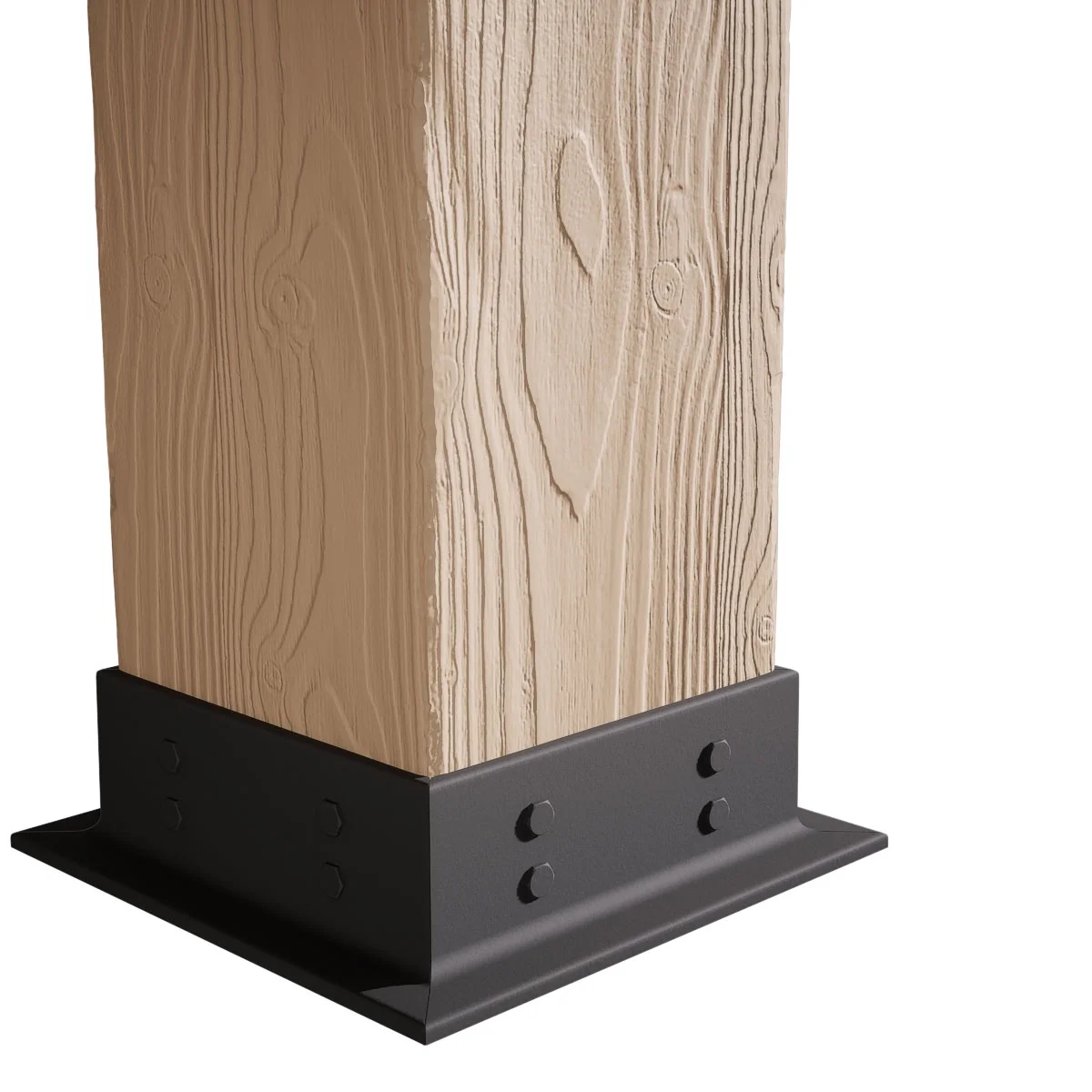Ekena Millwork 6"W x 5'H Sand Blasted Endurathane Faux Wood Non-Tapered Square Column Wrap with Faux Iron Capital & Base - Image 6