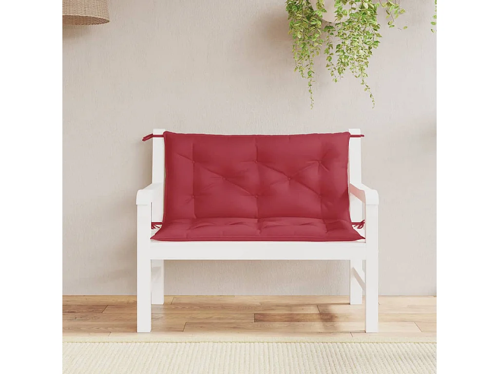 Coussins de banc de jardin lot de 2 rouge bordeaux tissu Oxford