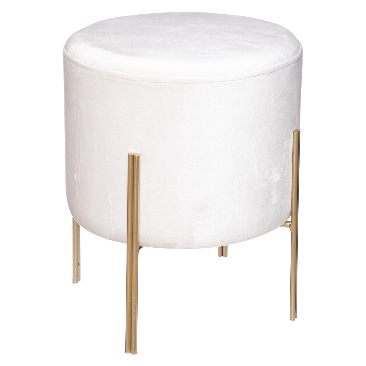 Stool "Living" Velvet, Ivory White