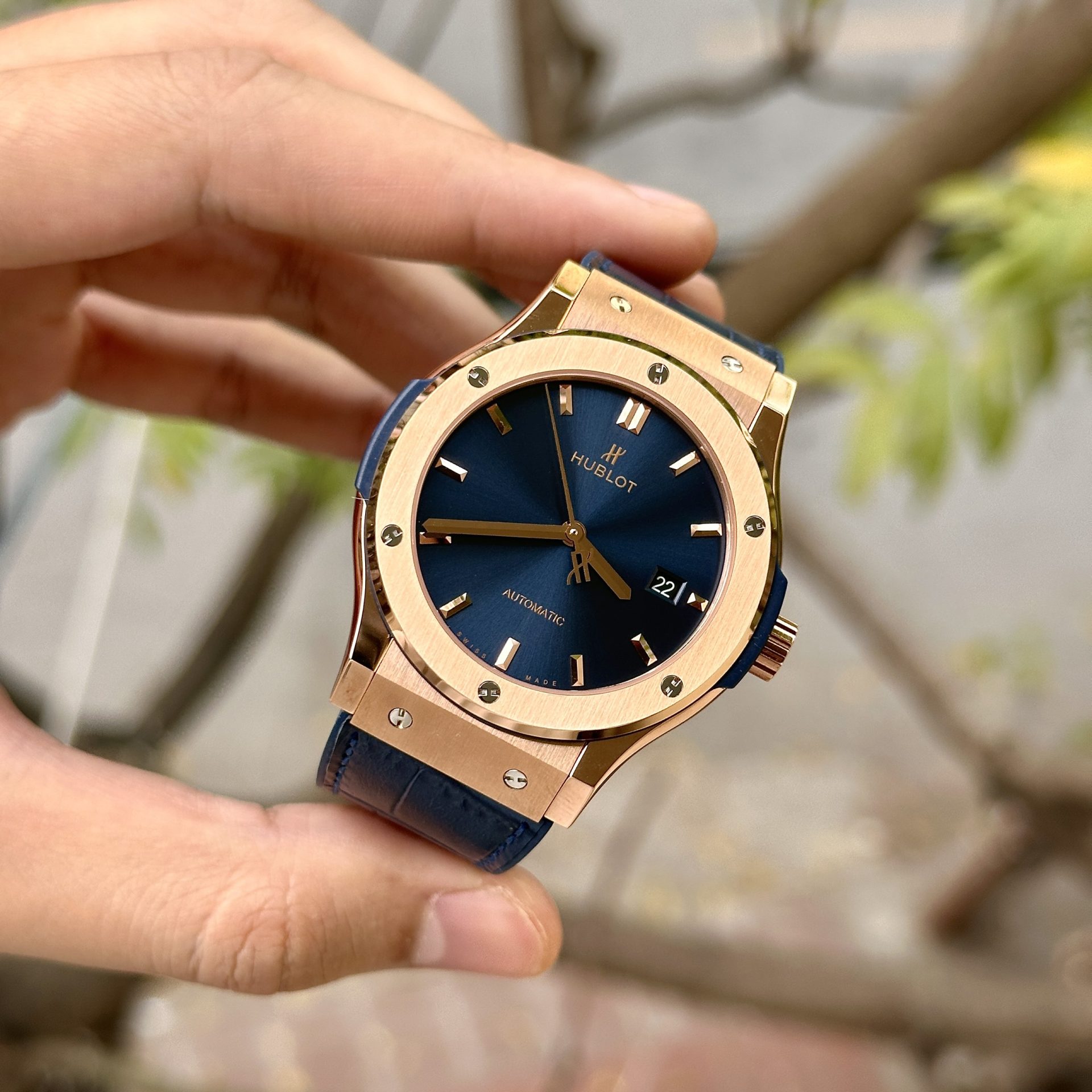 Hublot Replica 1:1 Watch Classic Fusion King Gold Blue Dial JJF Factory 42mm - Top club