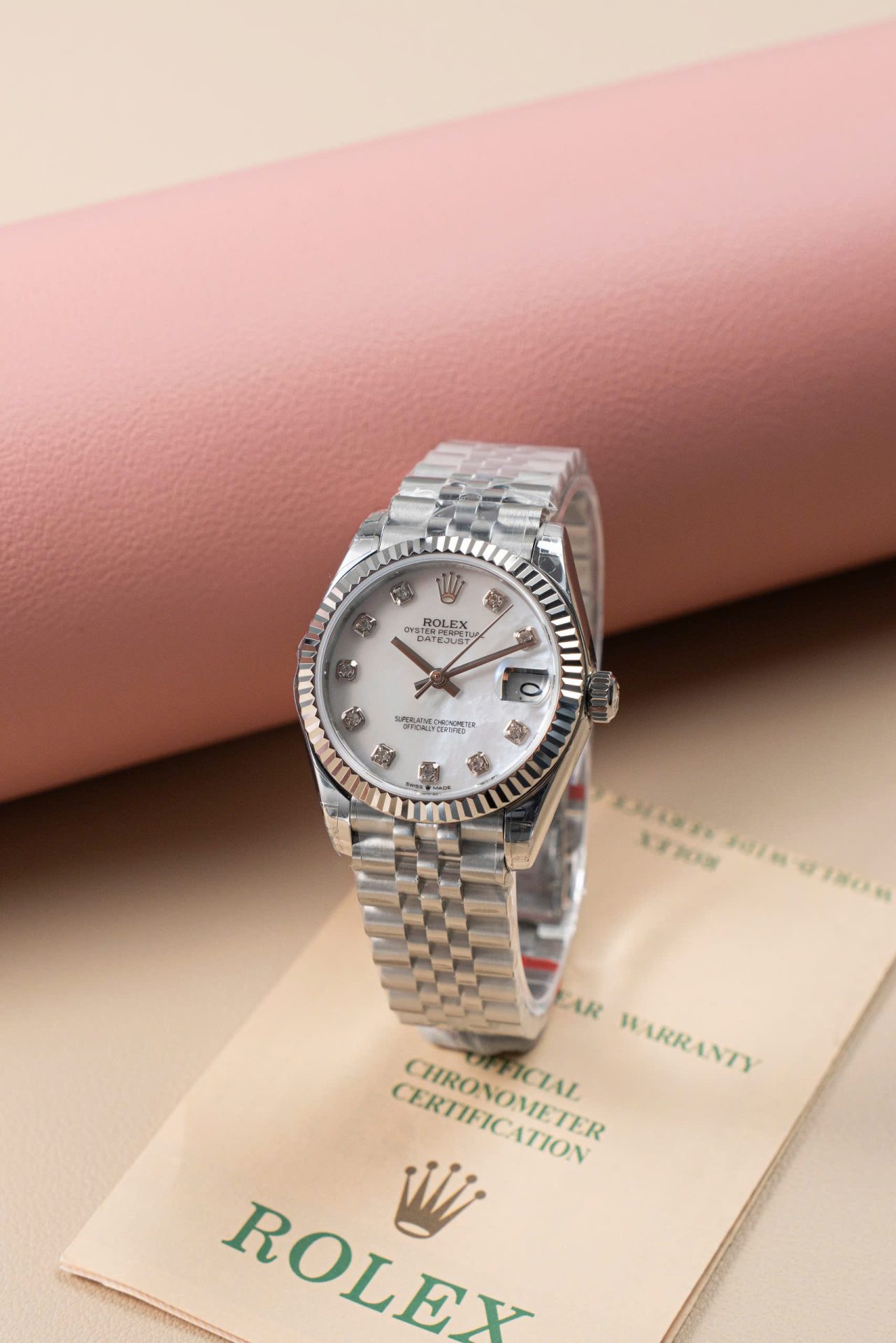 Rolex DateJust Lady Fake Watch Dial Mother Of Pearl Jubilee Strap 31mm - Elite Watch Atelier