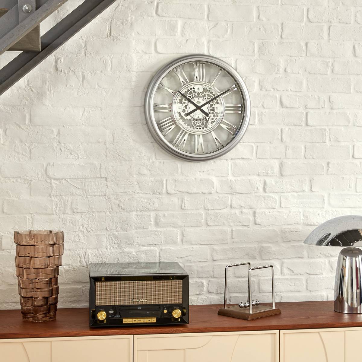 Clock "Ricky" Silver, D.40 cm