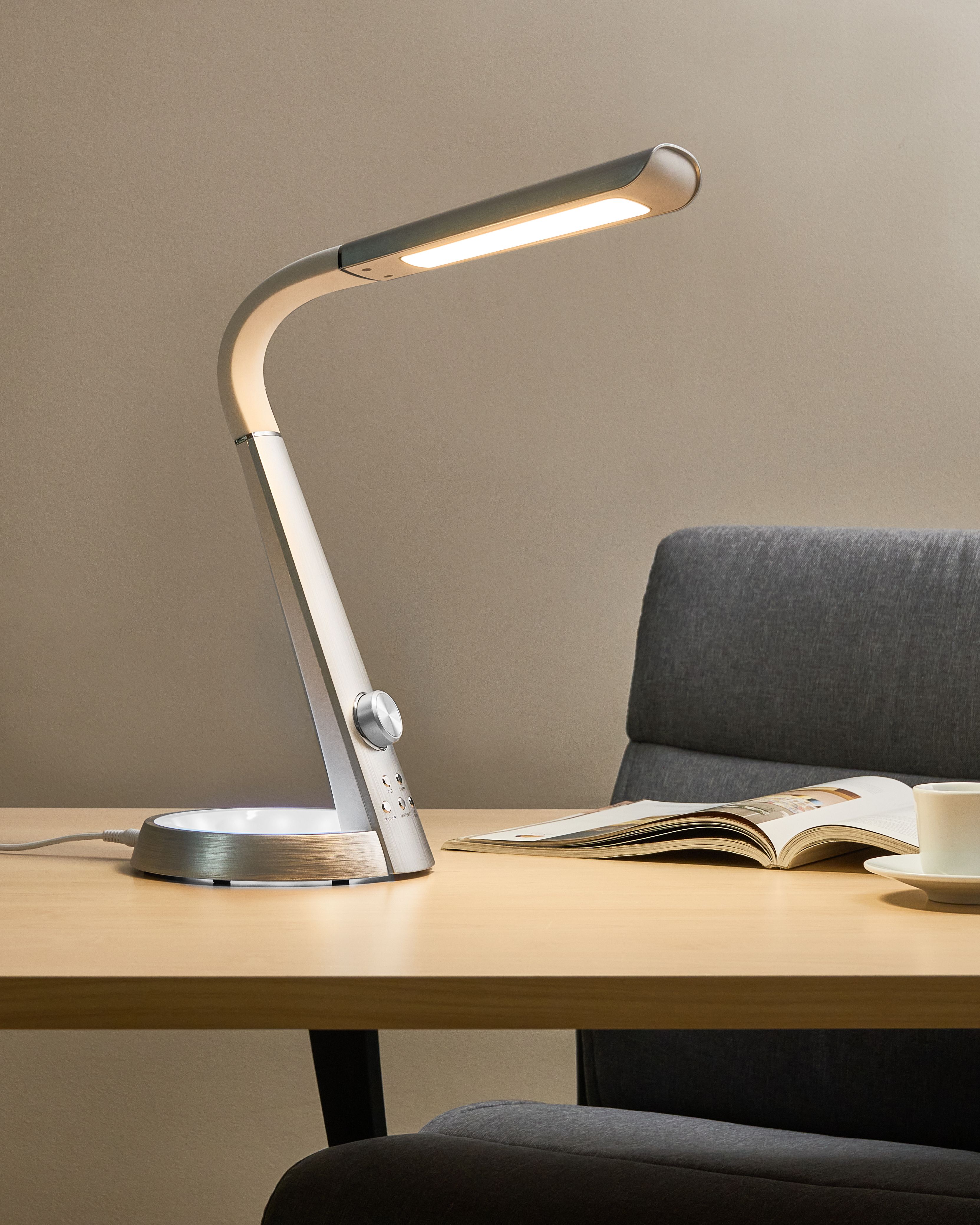 LED Desk Lamp CANOPUS with USB Port Silver