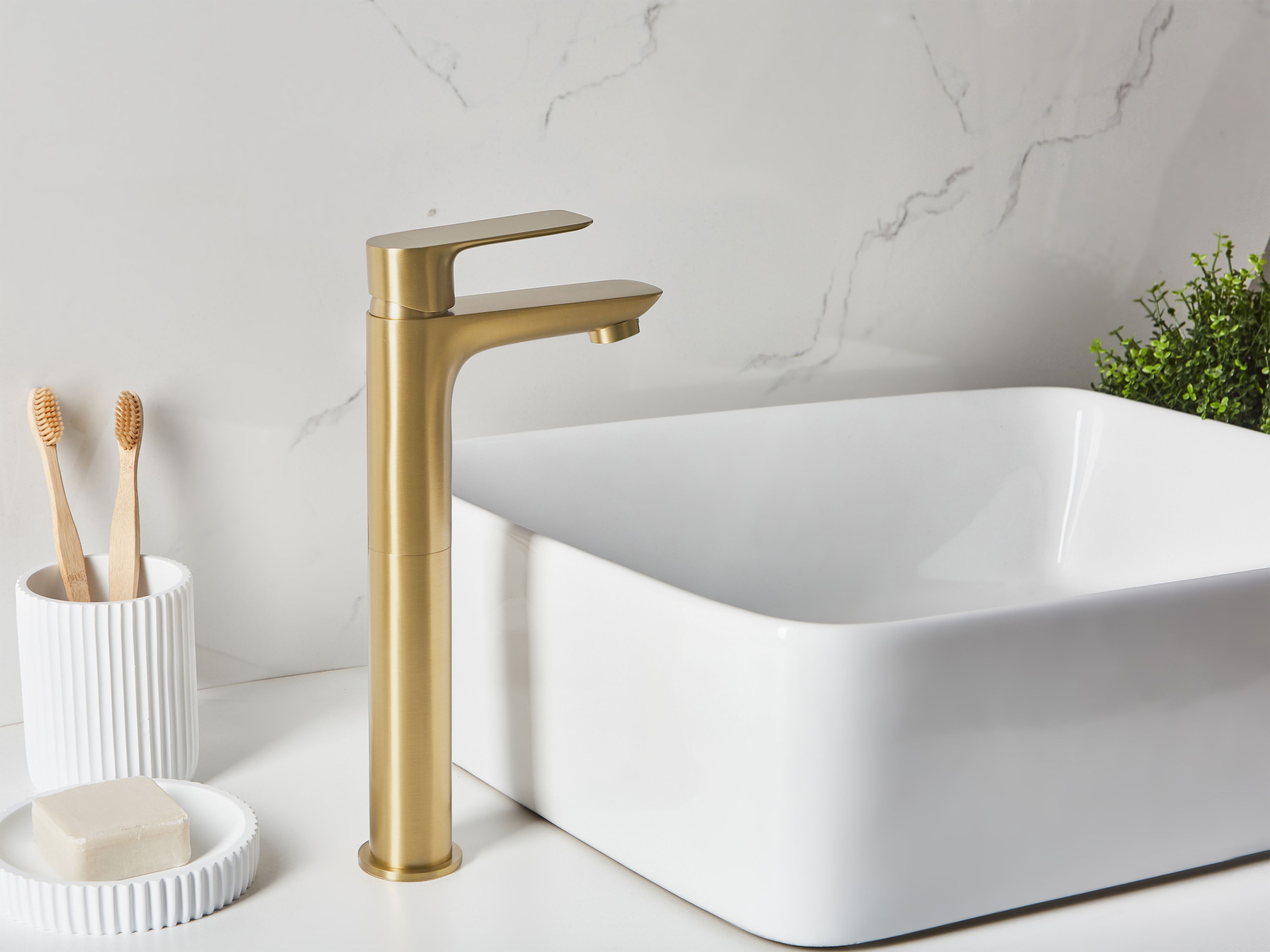 Tall Basin Mixer Tap CHIMBOTE Brass Gold