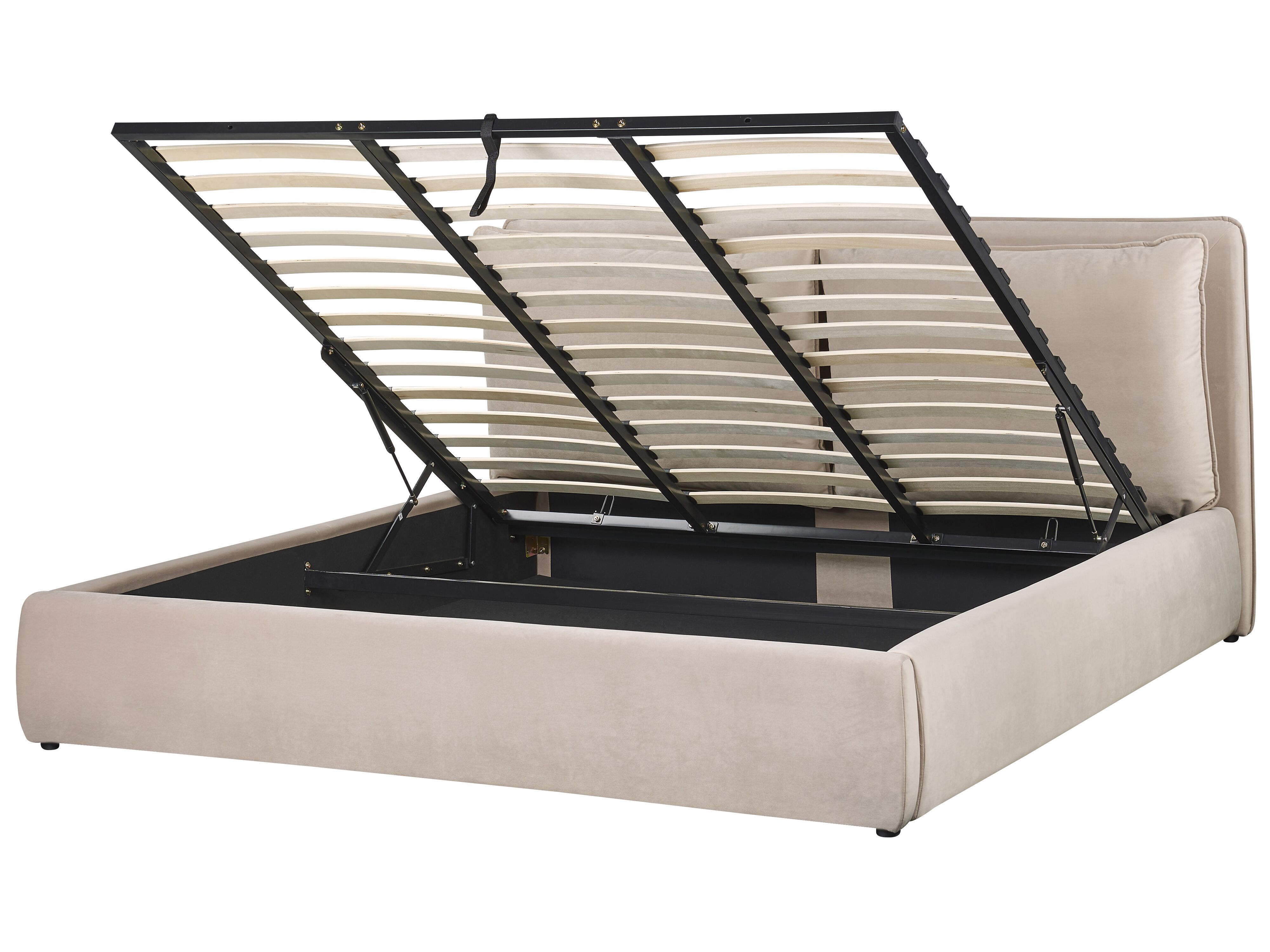 Ottoman Bed Velvet BAJONNA 180 x 200 cm (EU Super King) Beige