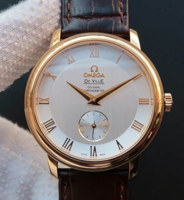 Replica Omega MKF De Ville 39mm RG Co-Axial White Dial Brown Leather A2202 - Top club