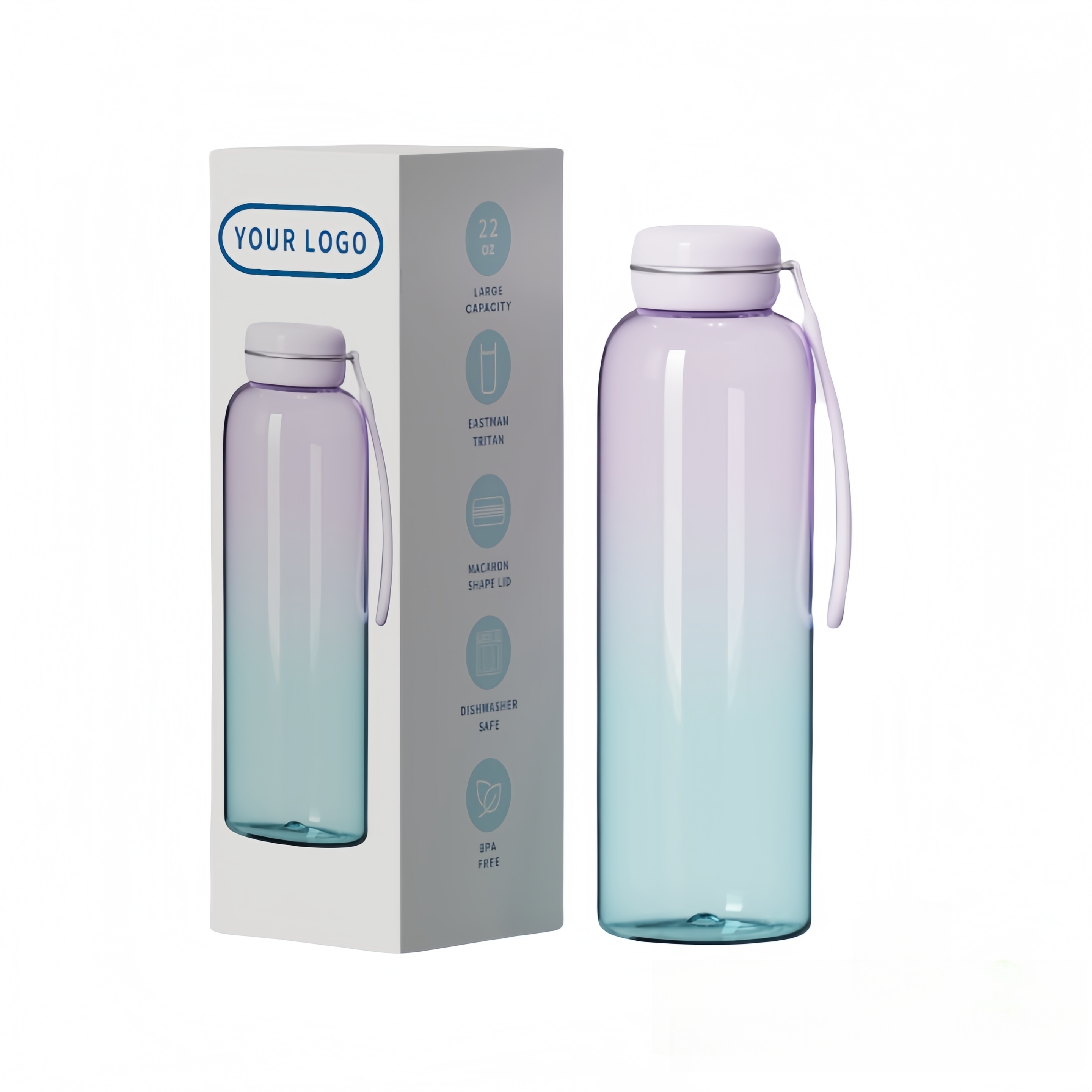 BPA Free 650ml Macaron Lid Clear Plastic Sports Water Bottle Direct Drinking Feature Eco-Friendly Applicable for Boiling Water
