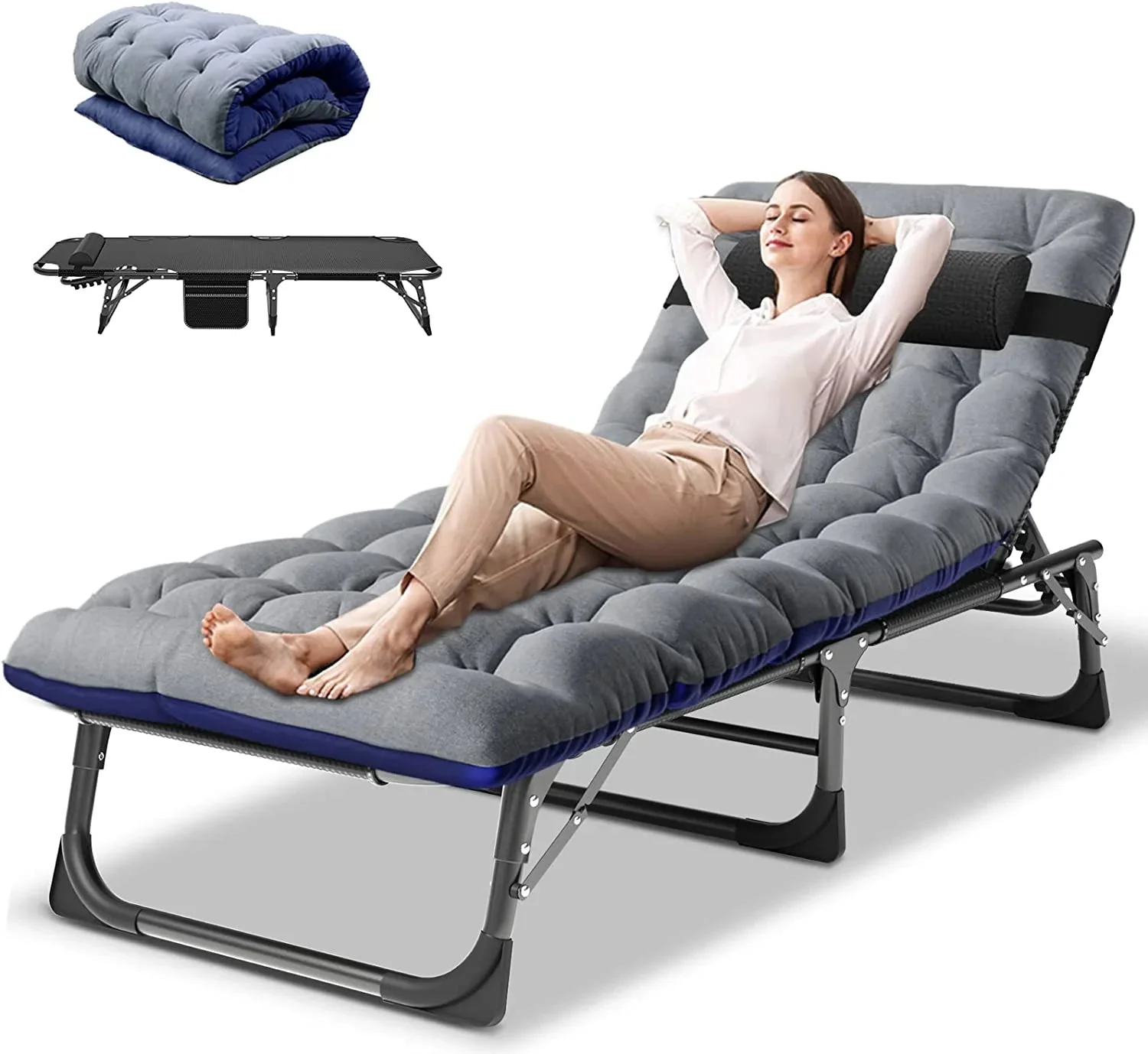 Slsy 5-Position Adjustable Folding Lounge Chair And Cot - 75.2" x 25.6" x 11.8" - Image 79 Slsy 5-Position Adjustable Folding Lounge Chair And Cot - 75.2" x 25.6" x 11.8" - Image 79