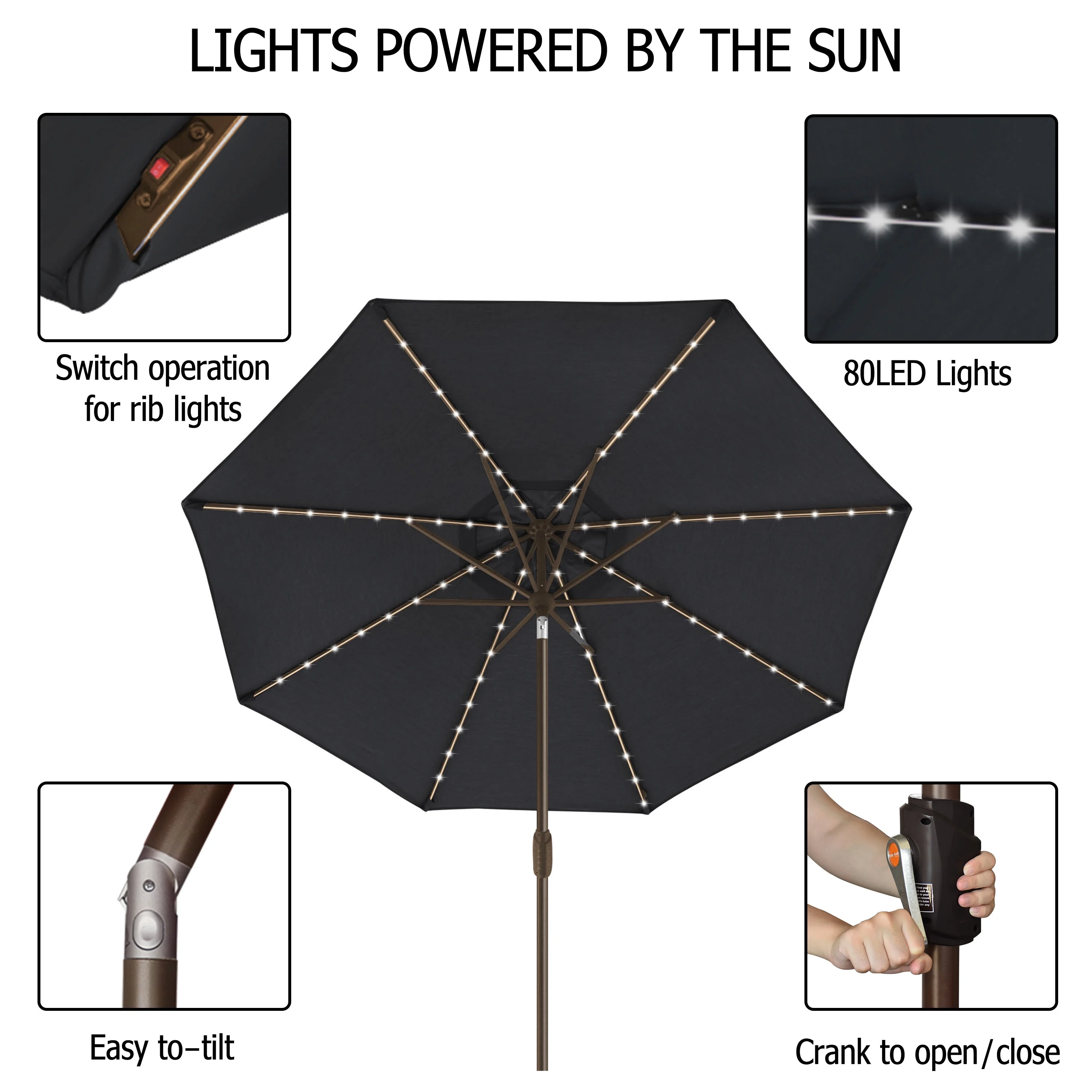EliteShade Sunbrella Solar Umbrellas 9ft Market Umbrella with 80 LED Lights Patio Umbrellas Outdoor Table Umbrella with Ventilation and 5 Years Non-Fading Top,Ruby - Image 46