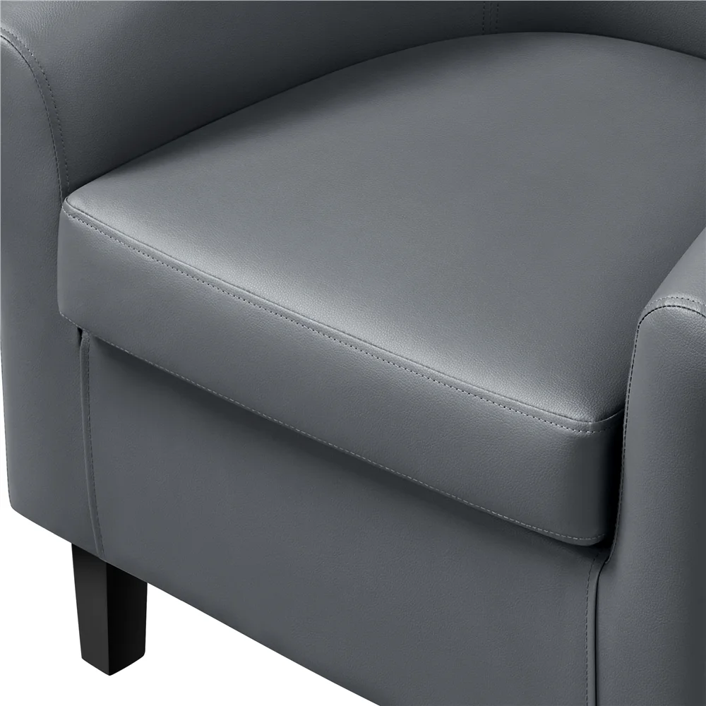 Renwick Faux Leather Barrel Accent Chair for Living Room, Set of 2, Black - Image 45