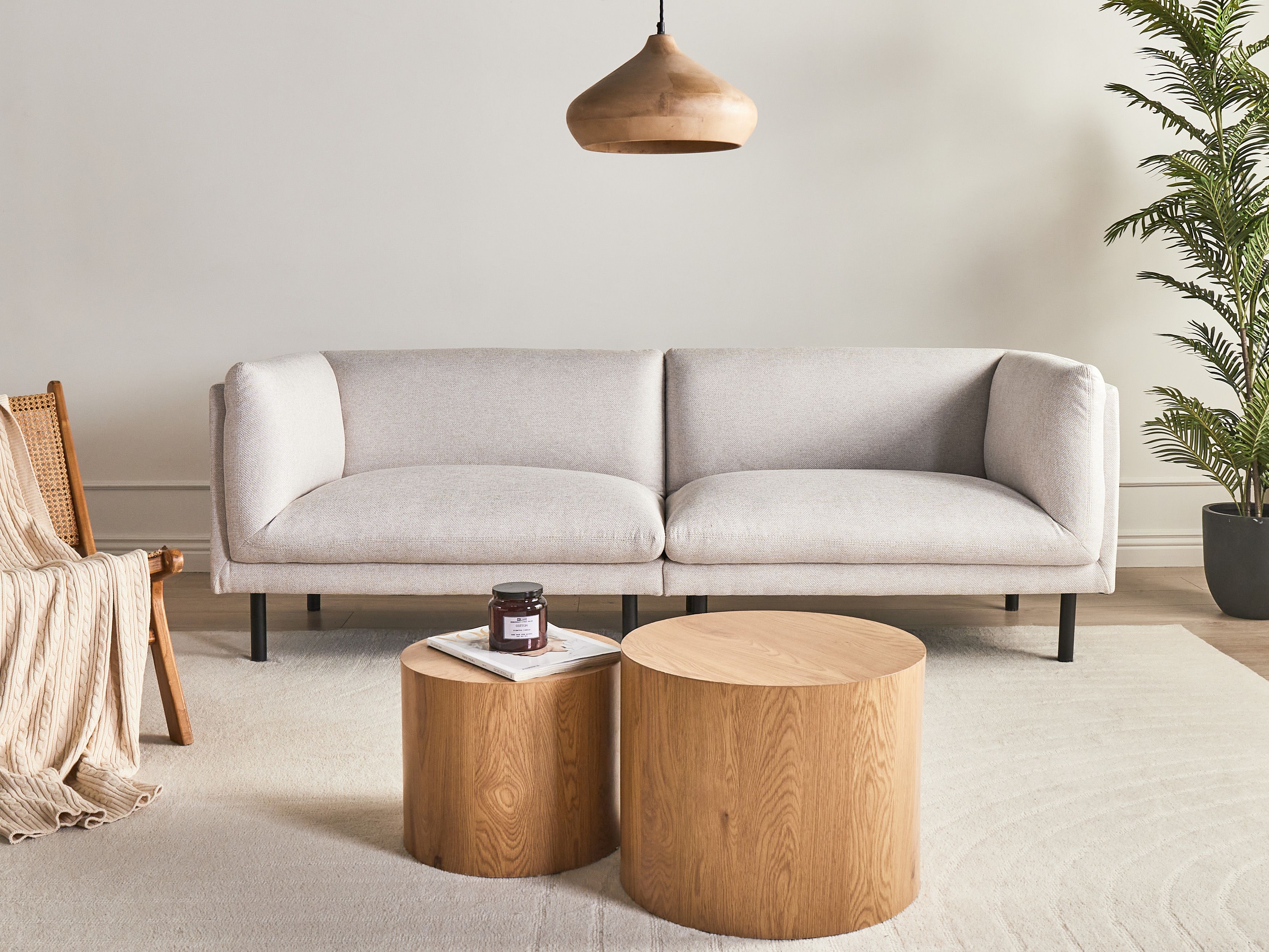 Sofa 3 Seater VORGOD Fabric Light Beige