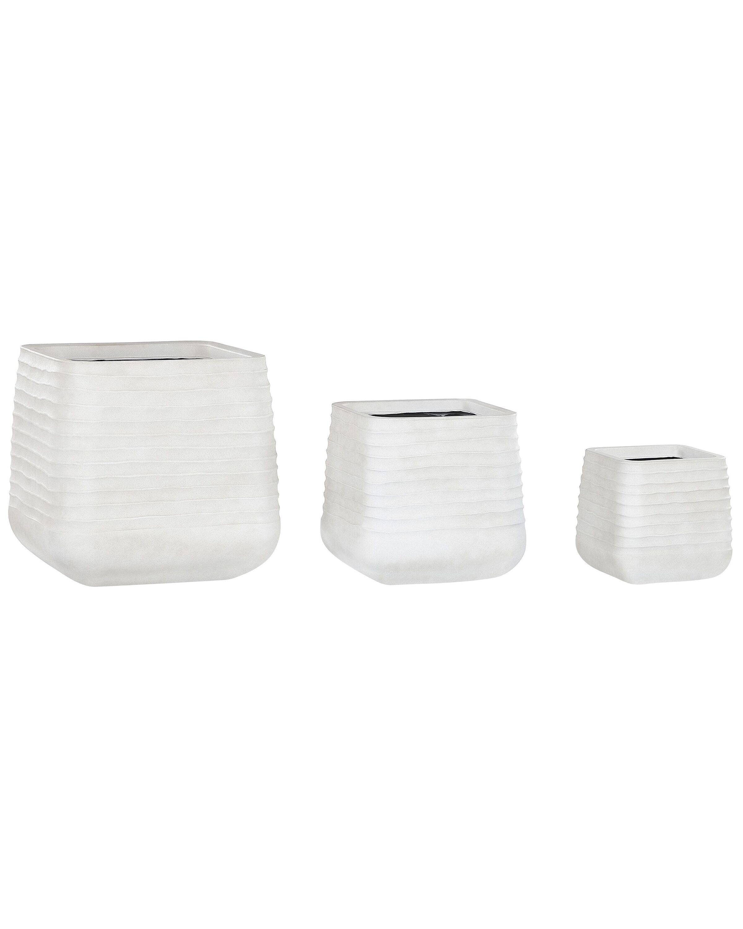 Set of 3 Plant Pots PARIKIA 50/38/28 cm Off-White