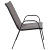BizChair 5 Pack Black Outdoor Stack Chair with Flex Comfort Material and Metal Frame - Image 40