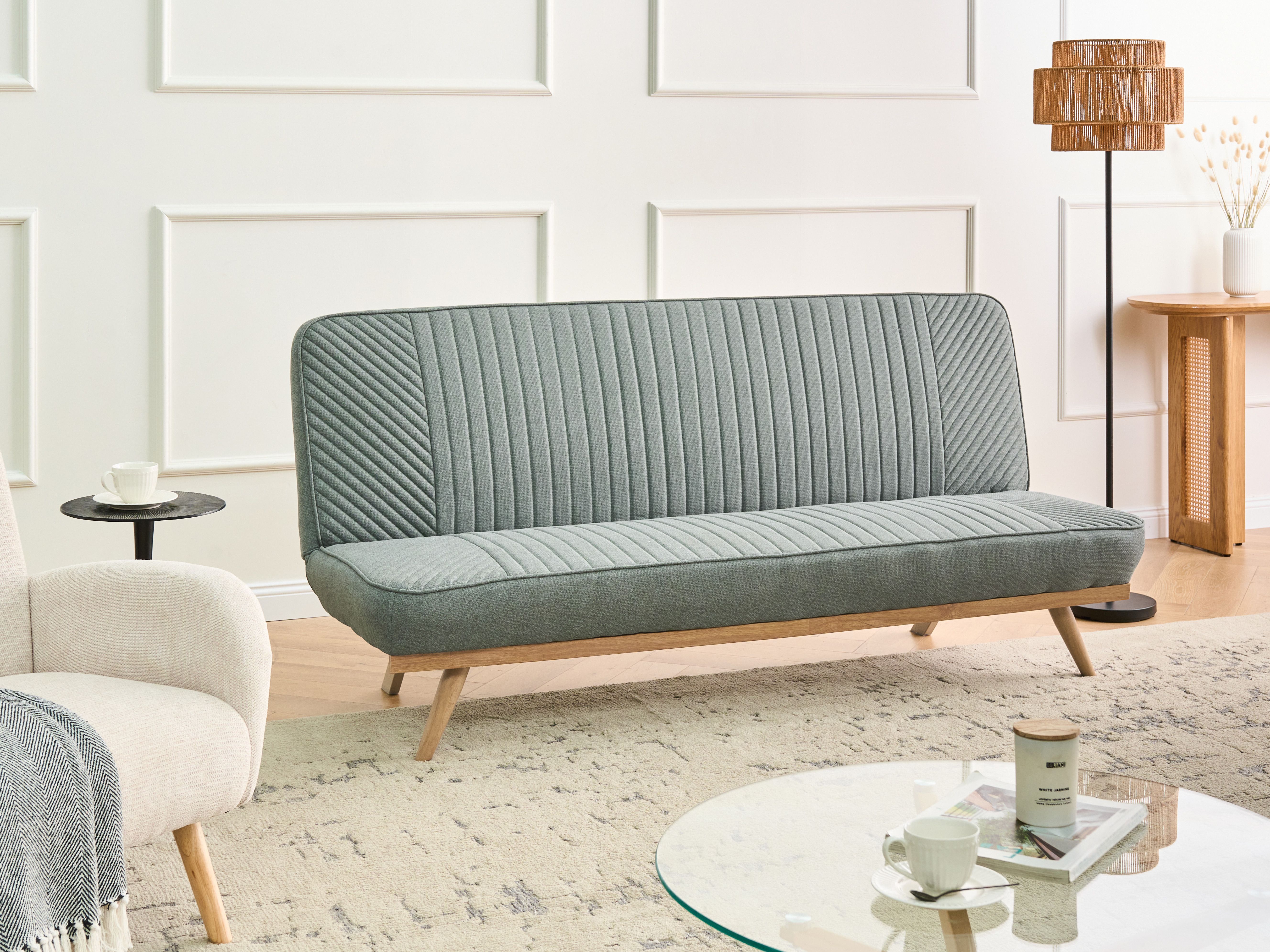Sofa Bed 2 Seater KALFAFEL Fabric Green