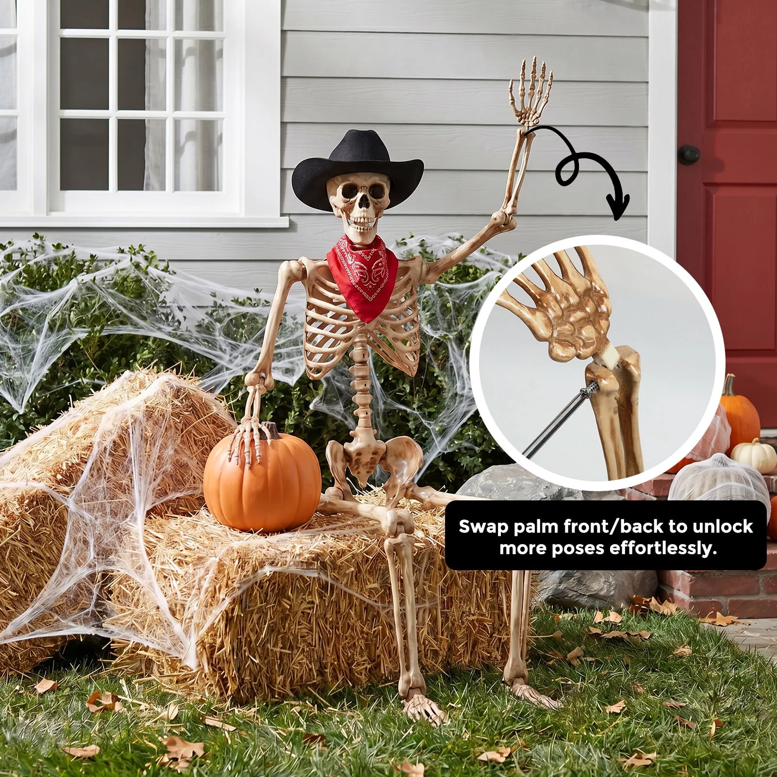 Ayieyill 5.4ft Halloween Skeleton Decorations, Weathered Posable Skeleton Decor for Halloween Decorations Outdoor Indoor - Image 10 Ayieyill 5.4ft Halloween Skeleton Decorations, Weathered Posable Skeleton Decor for Halloween Decorations Outdoor Indoor - Image 10