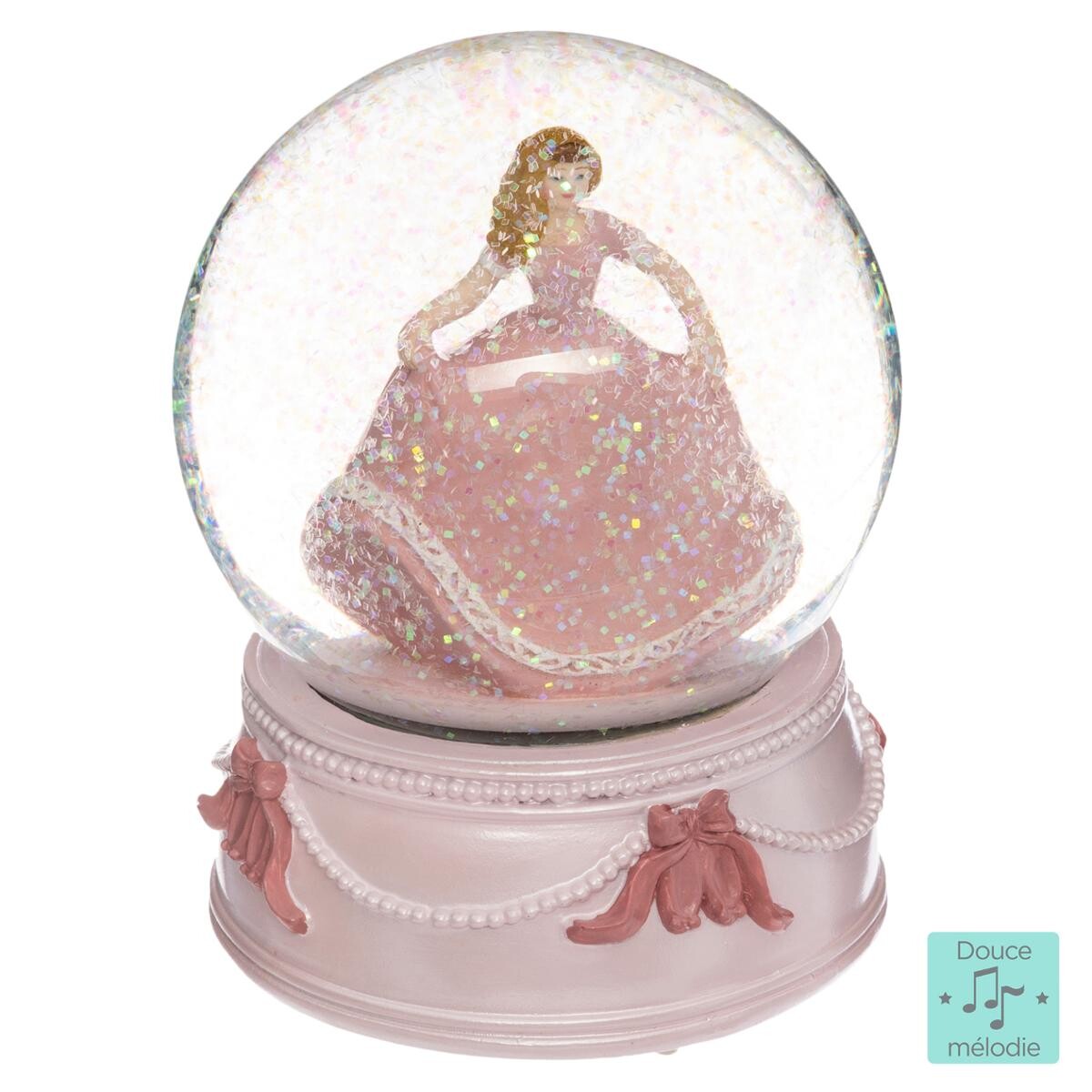Musical snow globe "Princess" Pink, D.10 cm