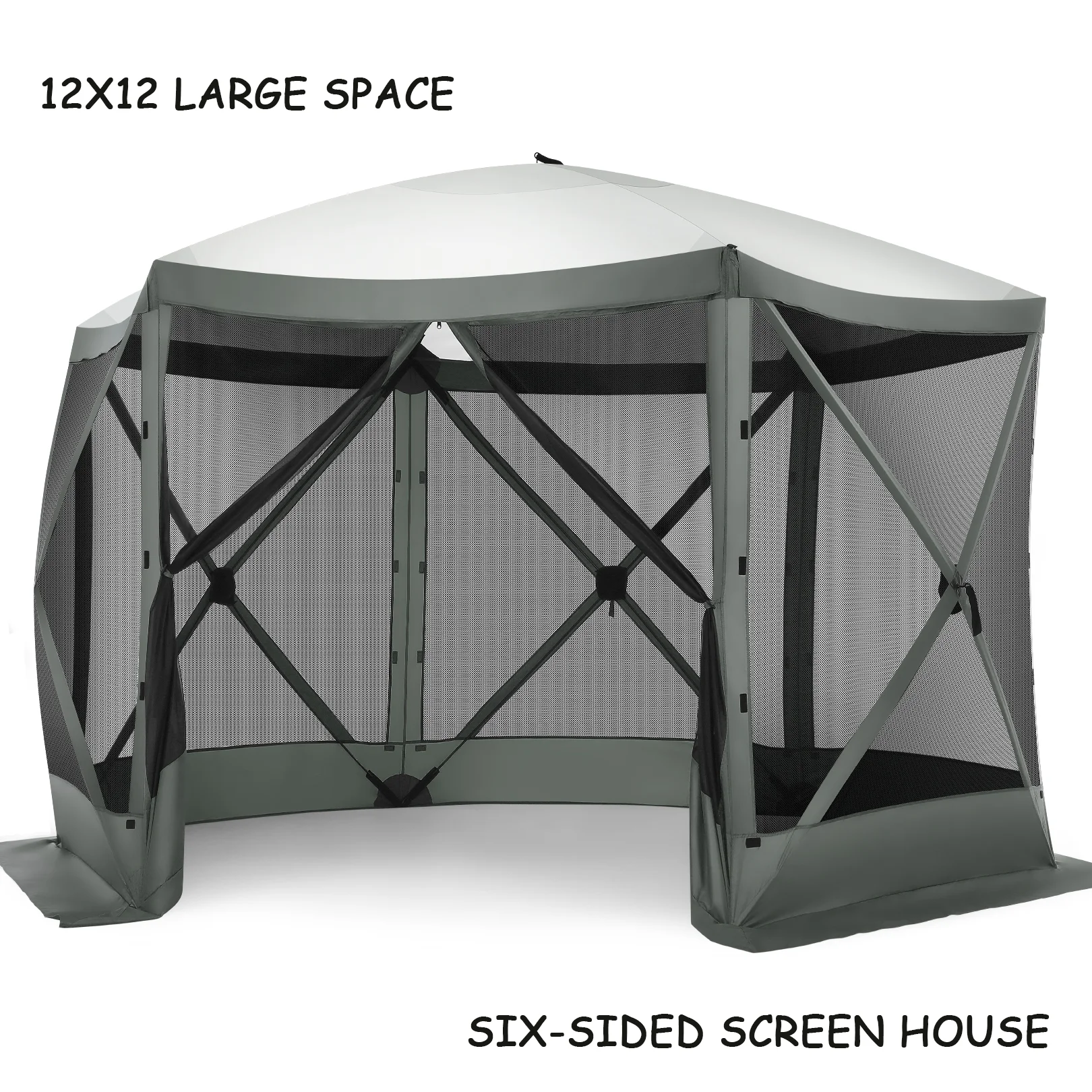 COBIZI 12'x12' Pop-up Gazebo Outdoor Camping Tent with 6 Sides Mosquito Netting, Waterproof, UV Resistant, Portable Screen House Room, Easy Set-up Party Tent with Carry bag, Ground Spike, Brown - Image 28