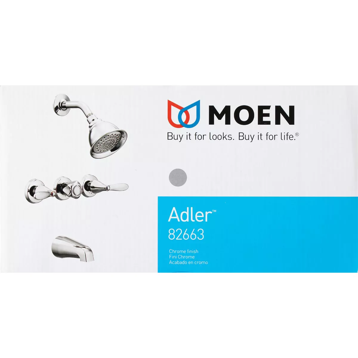 Moen Adler 3-Handle Lever Tub and Shower Faucet, Chrome