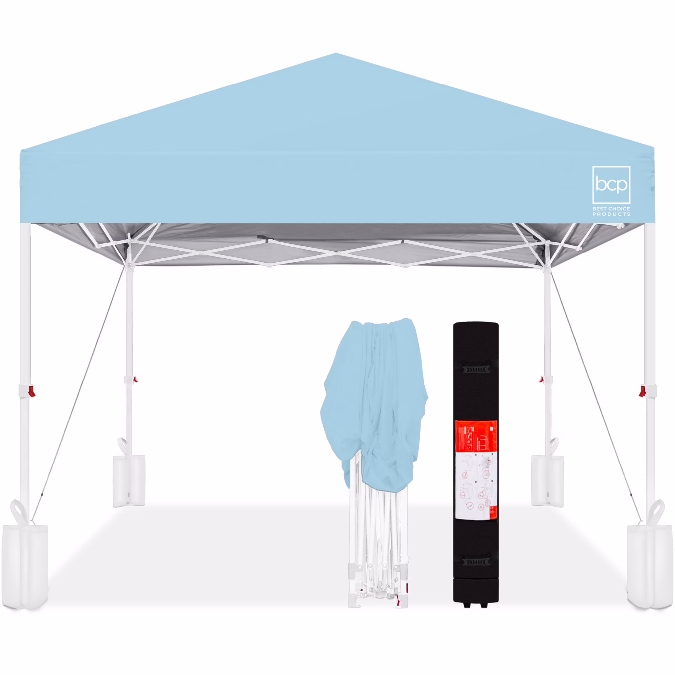 Best Choice Products 10x10ft Easy Setup Pop Up Canopy w/ 1-Button Setup, Wheeled Case, 4 Weight Bags - White - Image 26