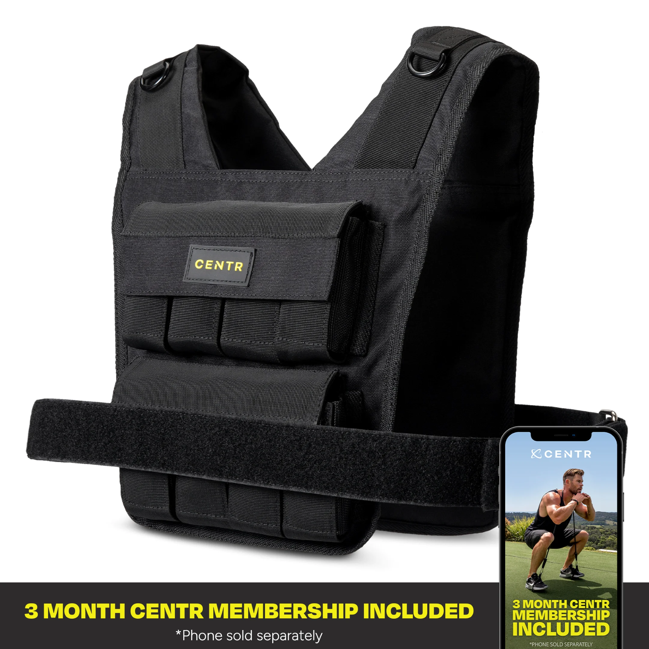 Centr By Chris Hemsworth Fitness Weight Vest, 20 lbs, with 3-Month Digital Membership