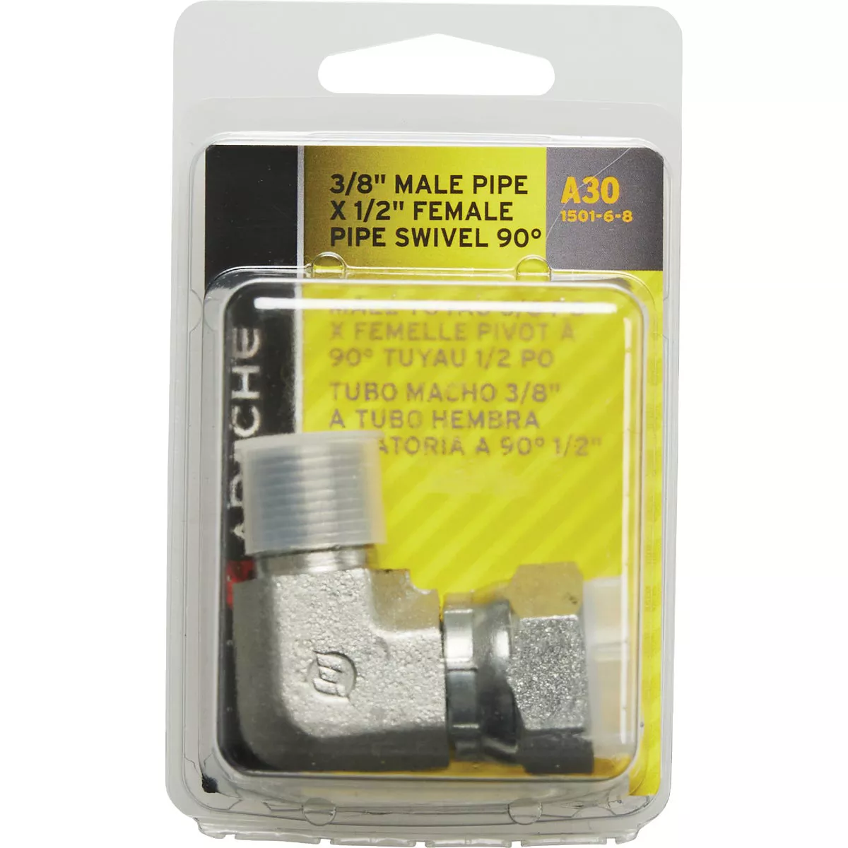 Apache 3/8 In. Male Pipe x 1/2 In. Female Pipe Swivel 90 Deg Hydraulic Hose Adapter
